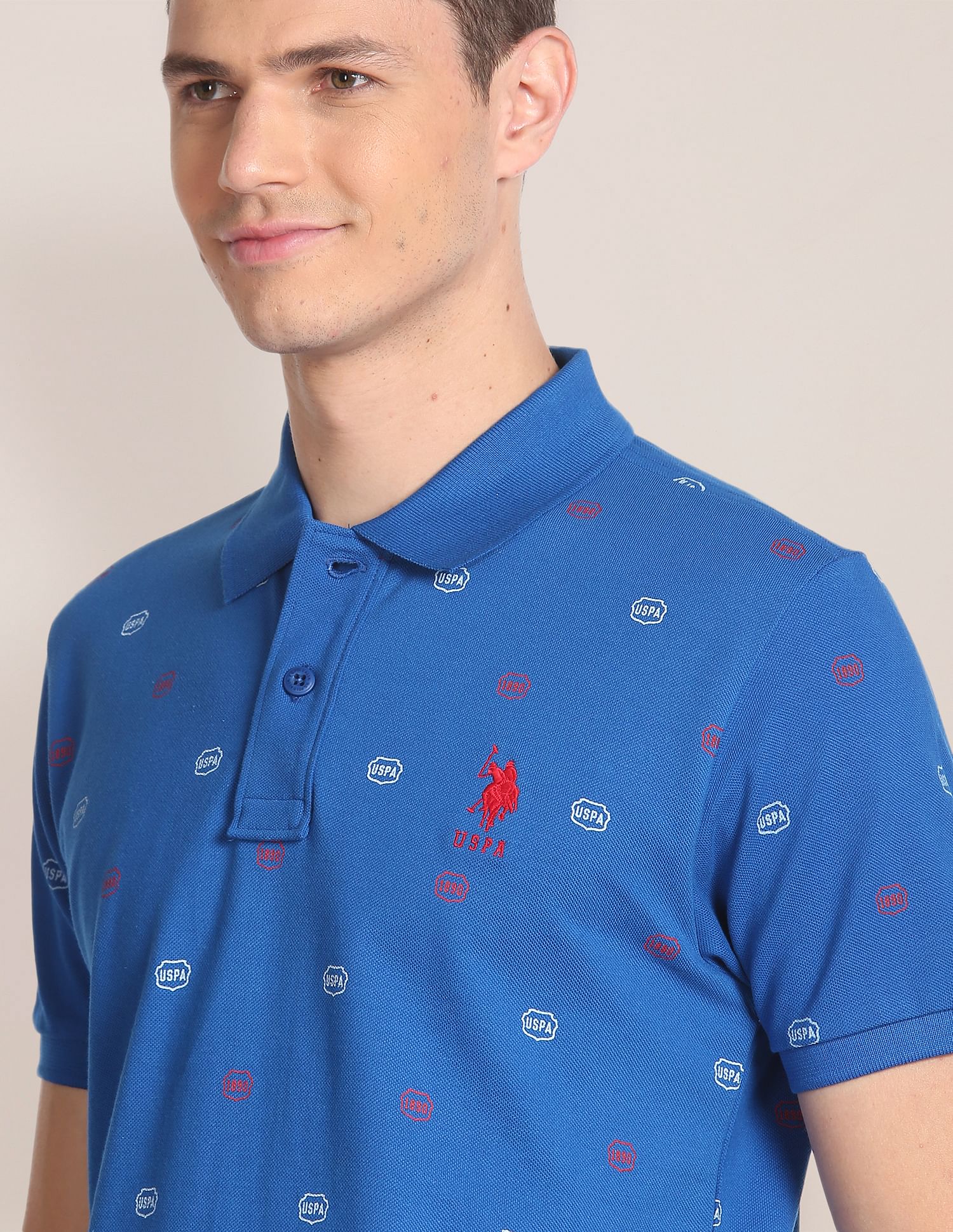 Cotton Slim Fit Polo Shirt Blue - U.S. Polo Assn. India | Large