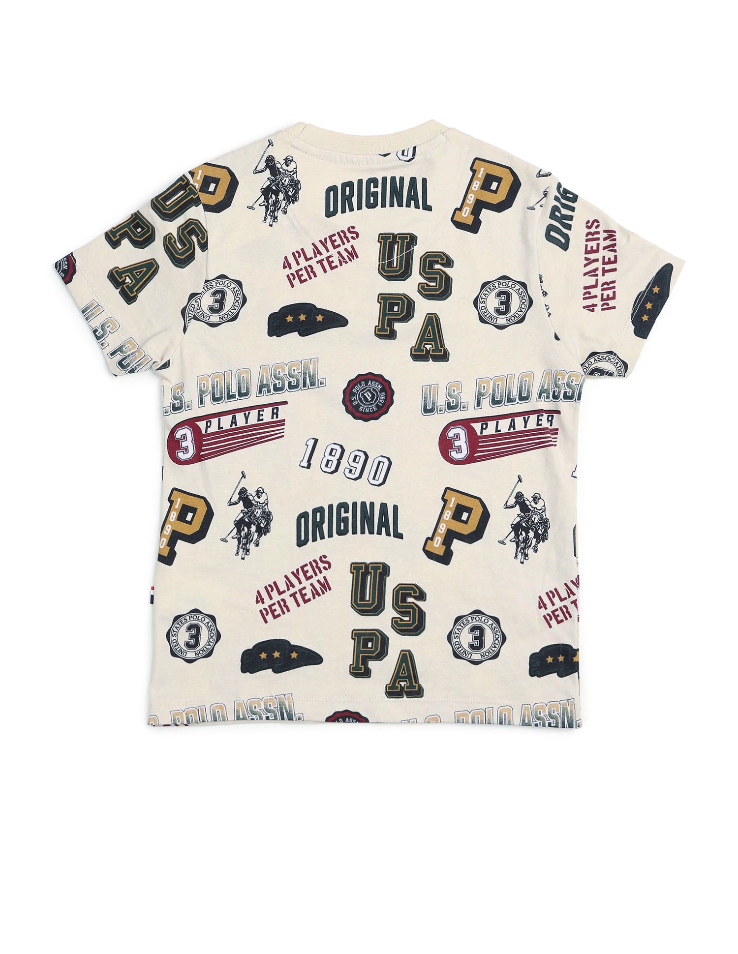 Boys Graphic Printed Pure Cotton T Shirt Ecru - U.S. POLO ASSN. | Large