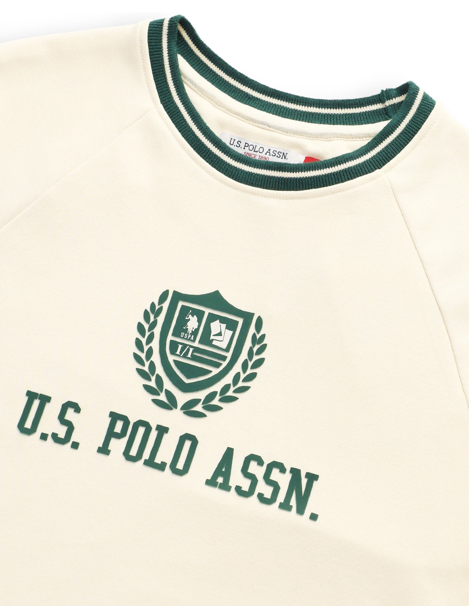 Brand Embossed Regular Fit Sweatshirt Ecru - U.S. Polo Assn. India | Large