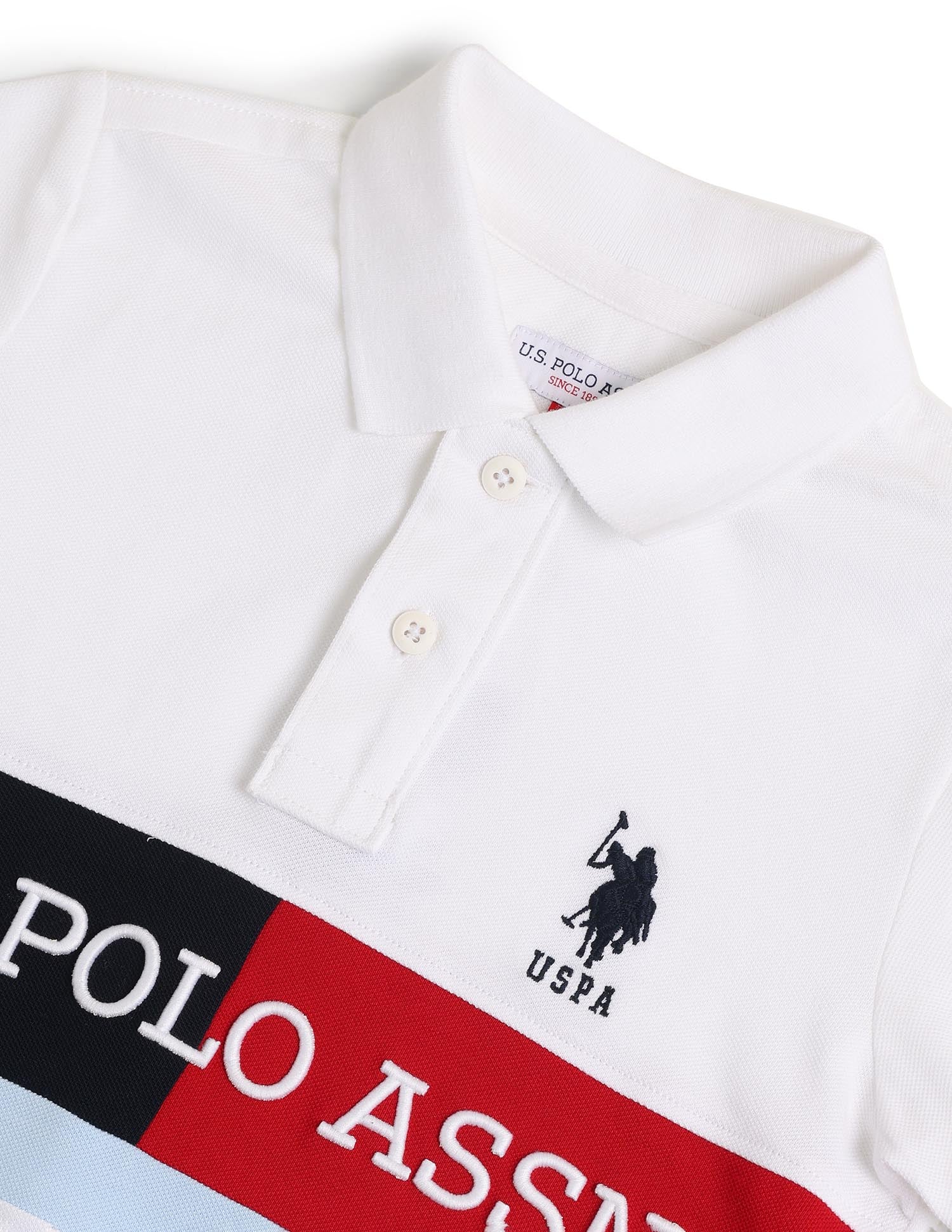 Boys Brand Printed Regular Fit Polo Shirt White - U.S. POLO ASSN. | Large