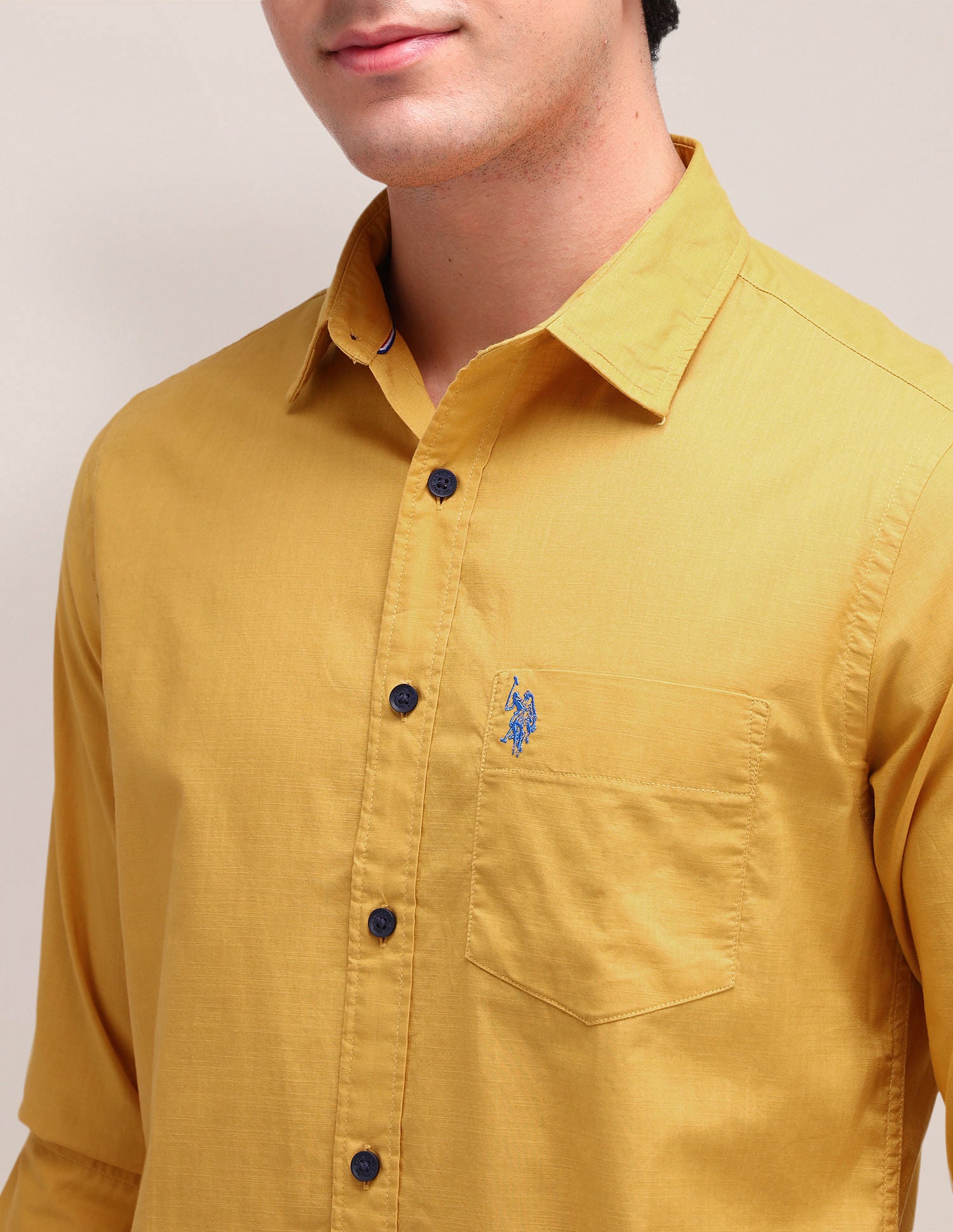 Solid Straight Fit Shirt Ochre - U.S. Polo Assn. India | Large