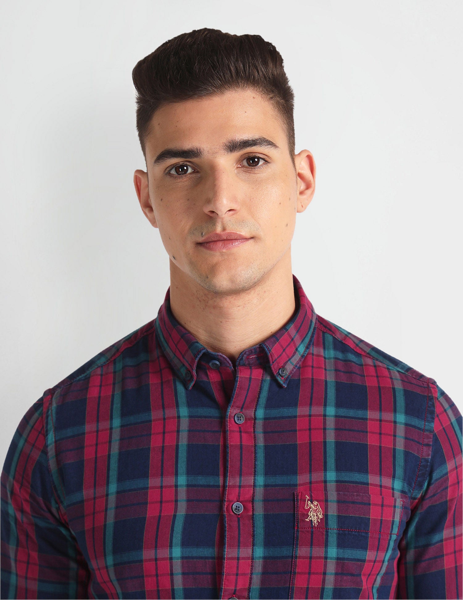Plaid Check Slim Fit Shirt Red and Navy - U.S. Polo Assn. India | Large