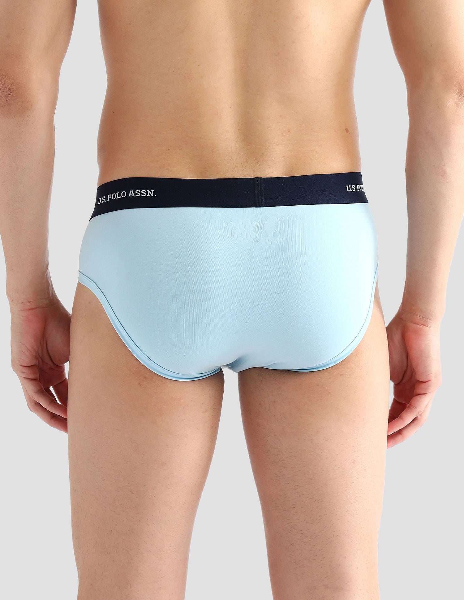 Elasticized Waist Solid OEB13 Briefs - Pack Of 3 Grey, Navyand Blue - U.S. POLO ASSN. | Large