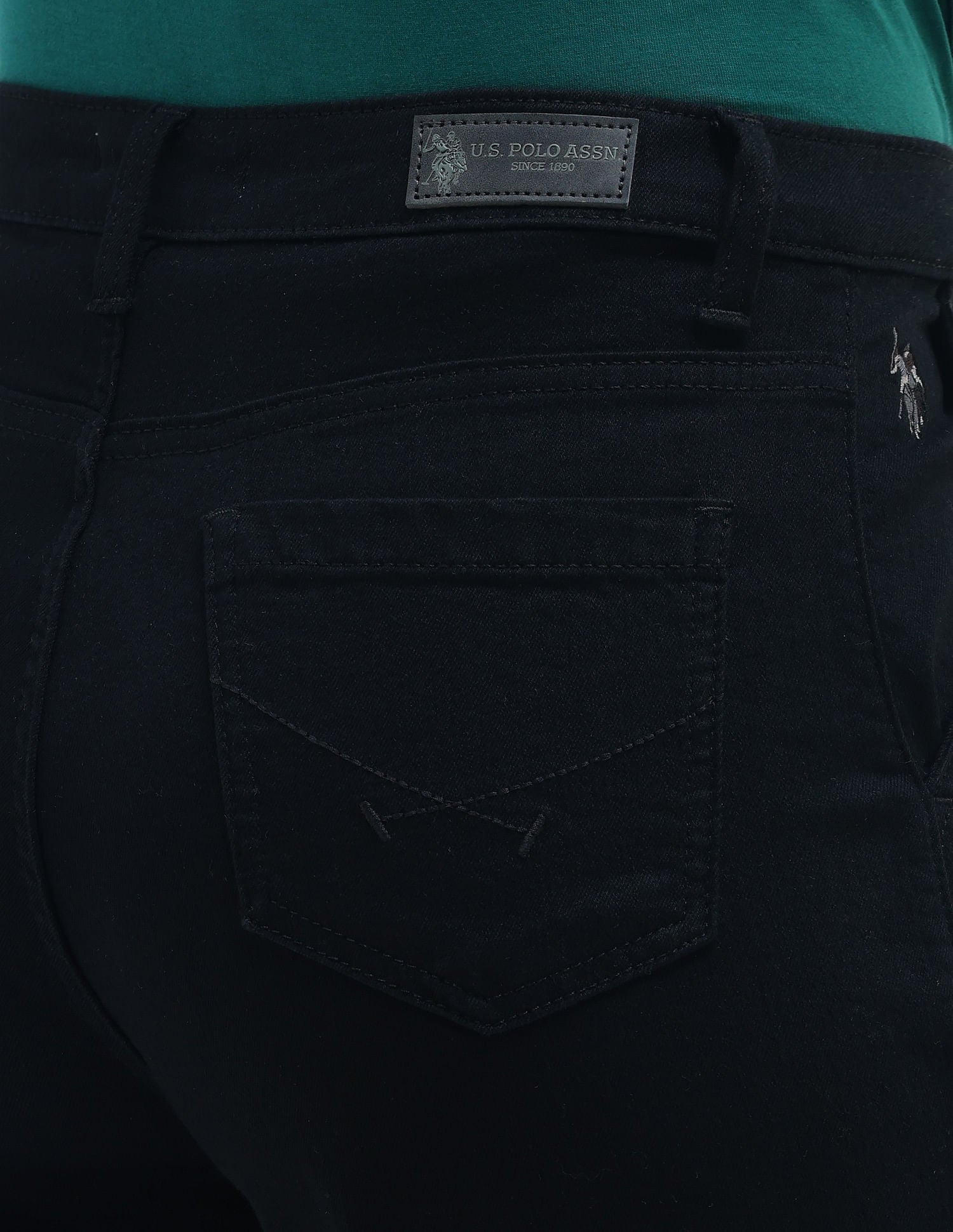 High Rise Pleated Wide Leg Jeans Black - U.S. POLO ASSN. | Large