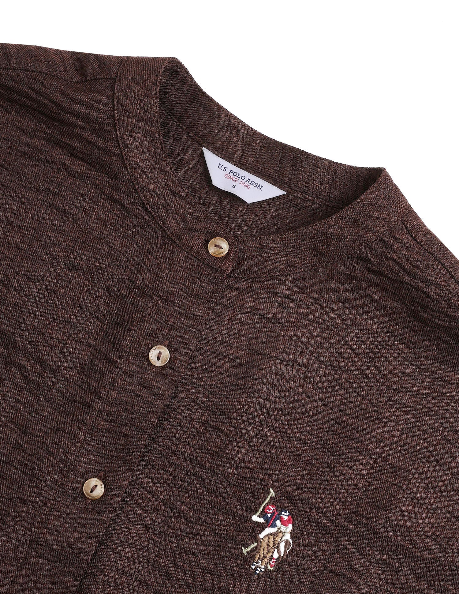 Textured Relaxed Fit Shirt Brown - U.S. Polo Assn. India | Large