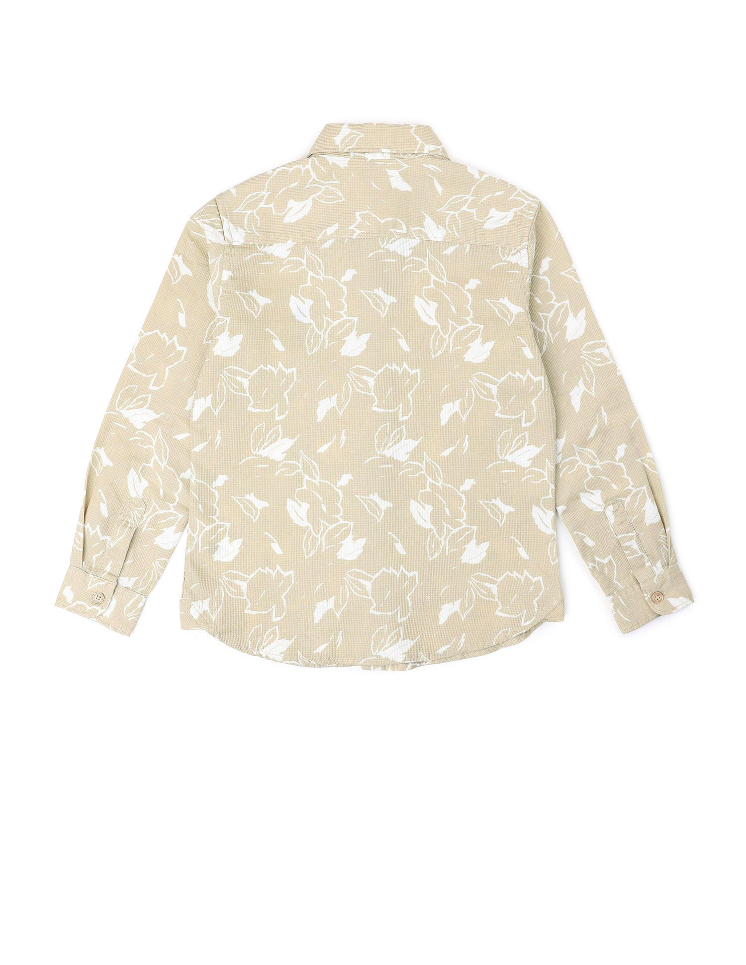 Boys Floral Printed Dobby Shirt Beige - U.S. POLO ASSN. | Large