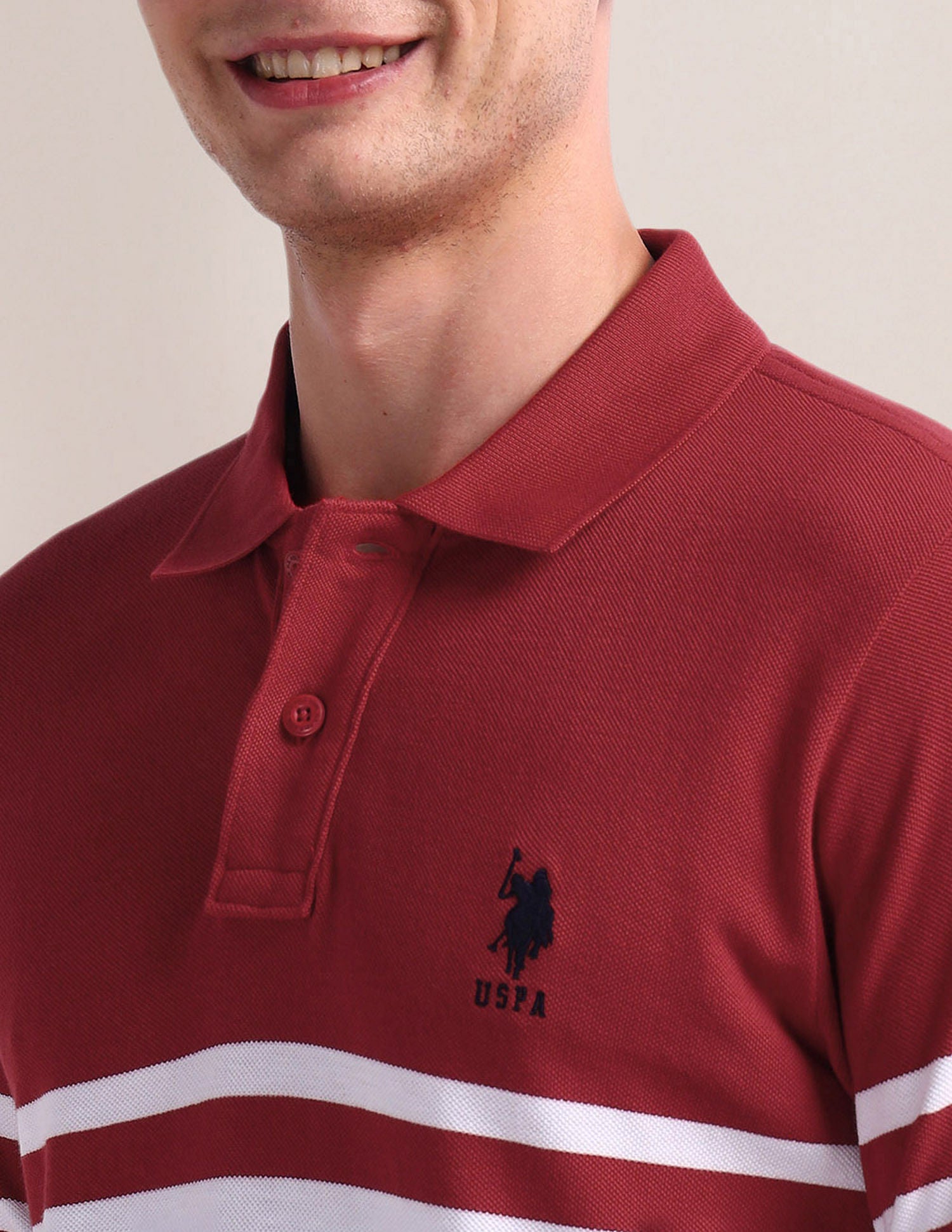 Colour Block Pique Polo Shirt Navy - U.S. Polo Assn. India | Large