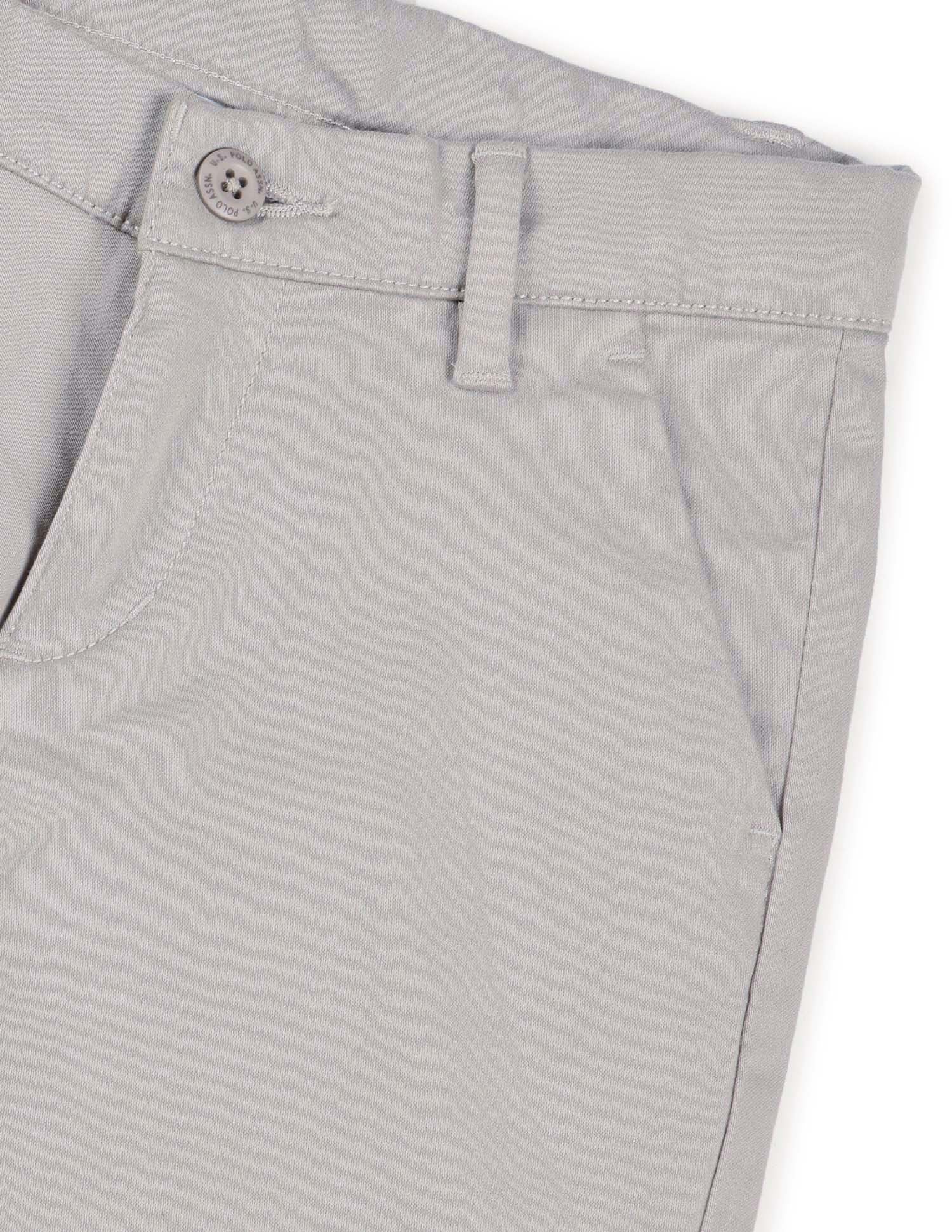 Boys Solid Slim Fit Trousers Light Khaki - U.S. POLO ASSN. | Large