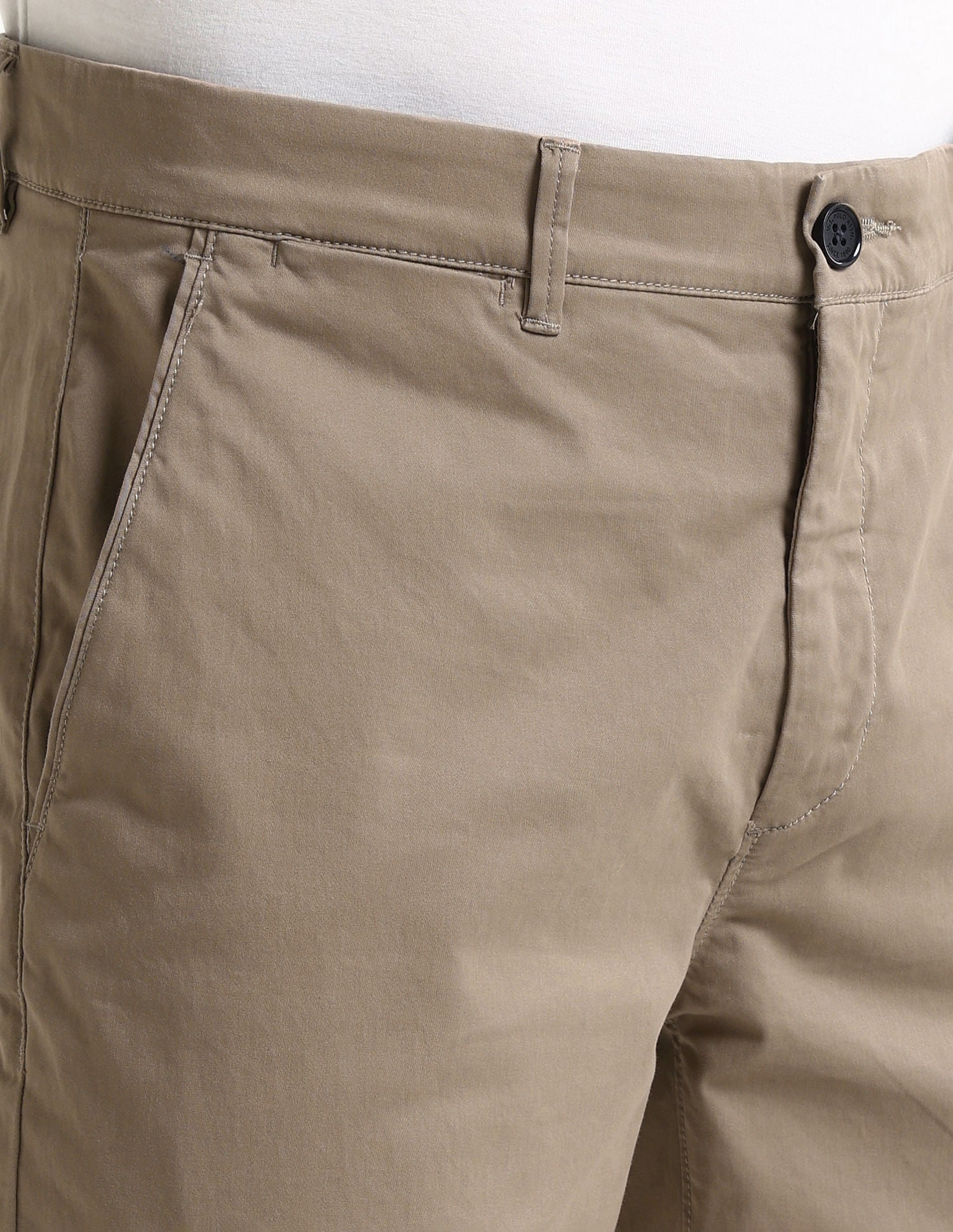 Riley Slim Fit Solid Trousers Taupe - U.S. Polo Assn. India | Large