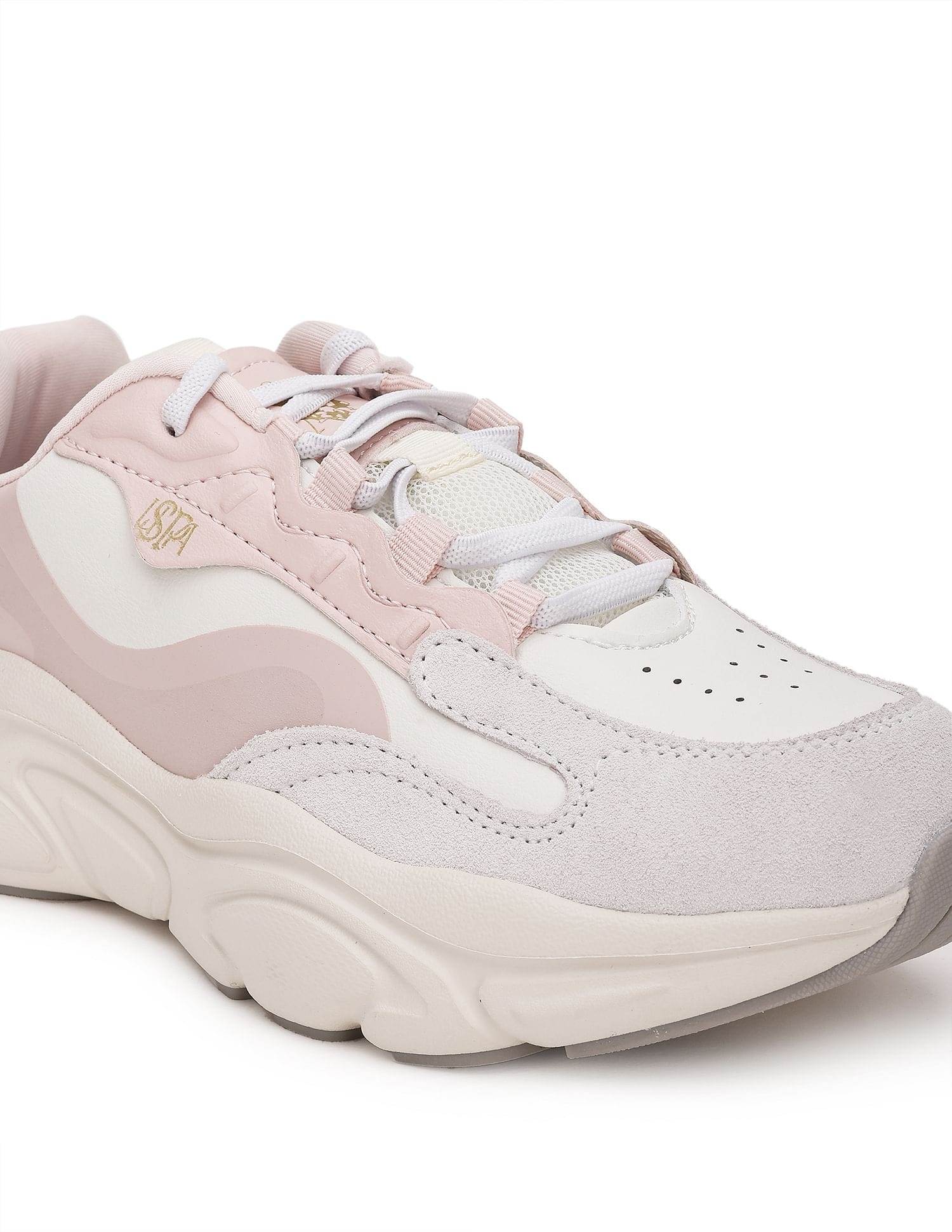Women Colour Block Gemma Sneakers White and Light Pink - U.S. Polo Assn. India | Large