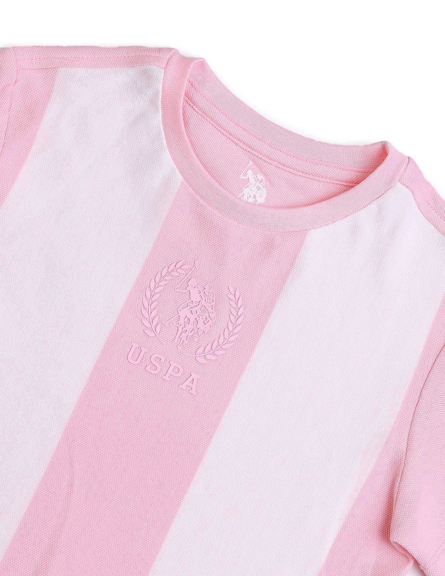 Boys Colorblocked Regular Fit T-Shirt Light Pink - U.S. POLO ASSN. | Large