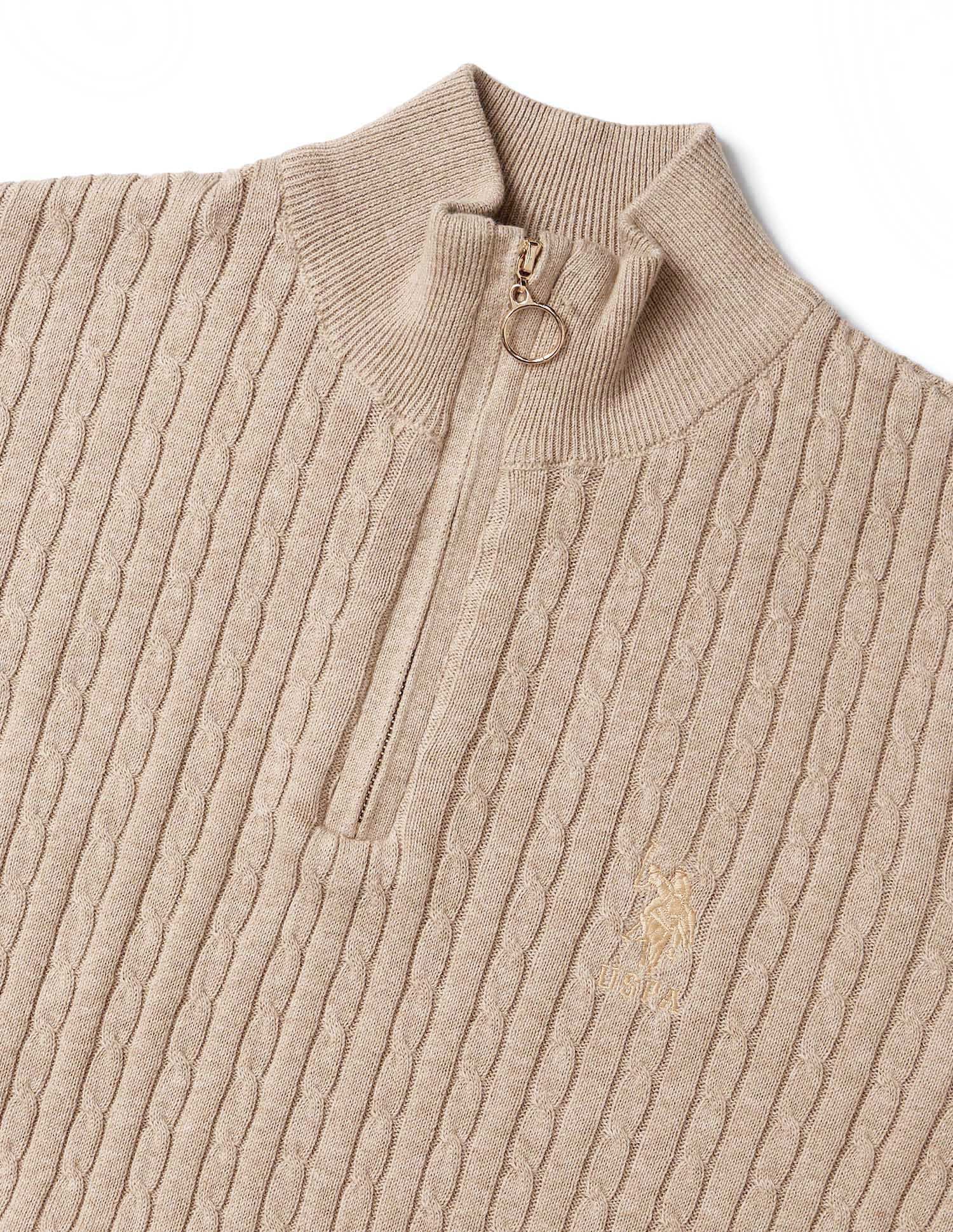 Cable Knit Regular Fit Sweater White - U.S. POLO ASSN. | Large