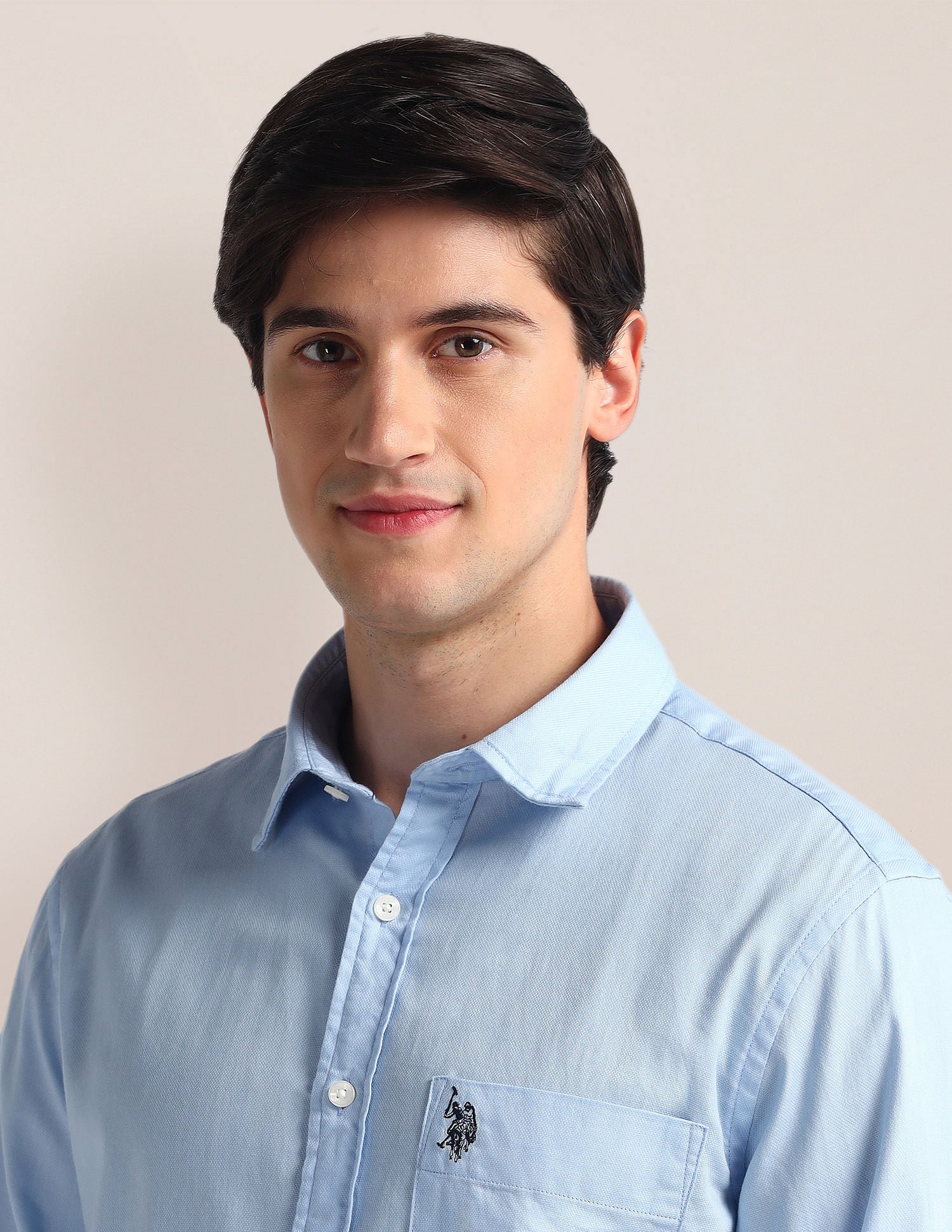 Tailored Fit Pure Cotton Shirt Blue - U.S. Polo Assn. India | Large