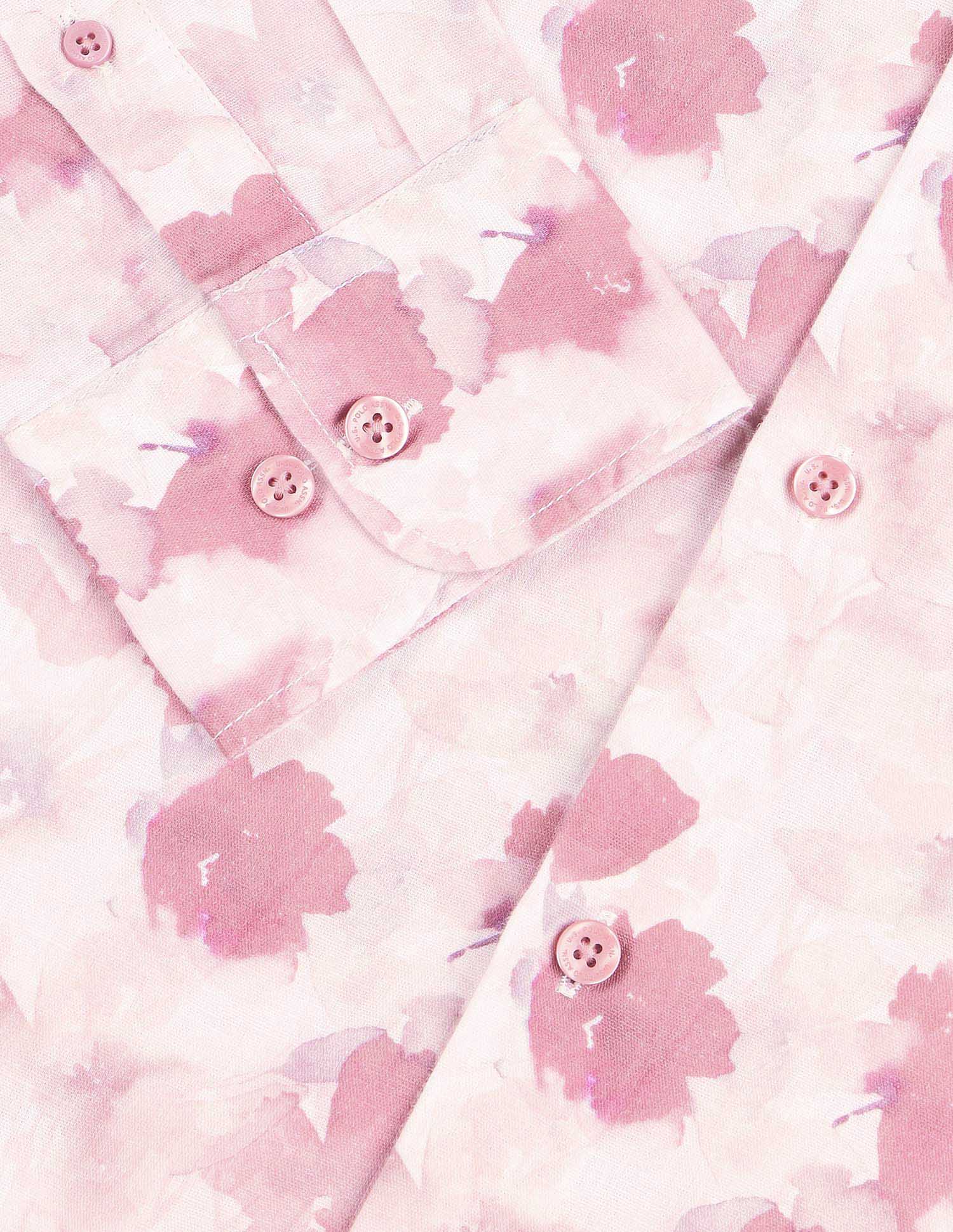 Floral Printed Tailored Fit Shirt Pink - U.S. Polo Assn. India | Large
