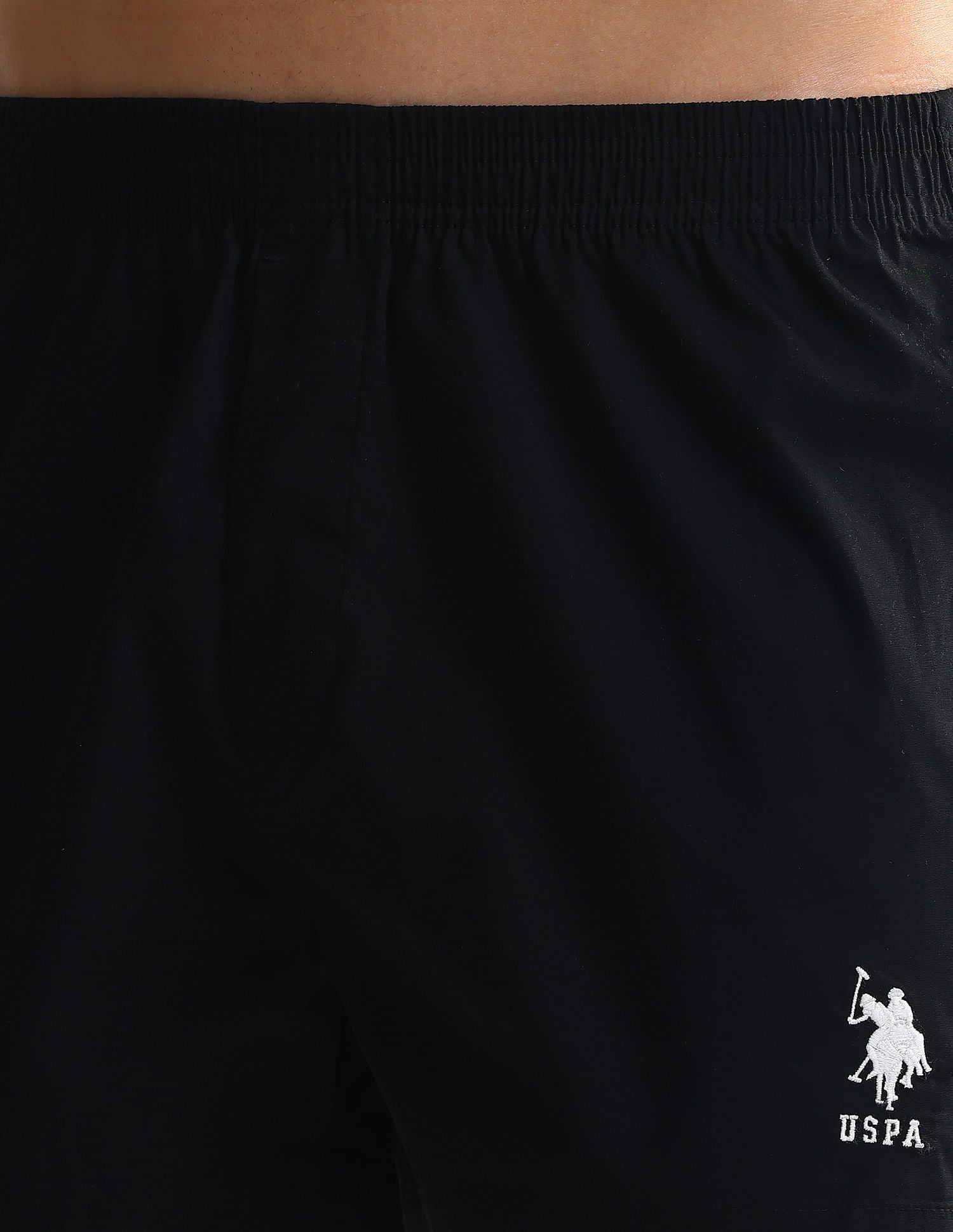 Mid Rise Solid OEX05 Shorts - Pack Of 2 Polka Dot Black And Black - U.S. POLO ASSN. | Large