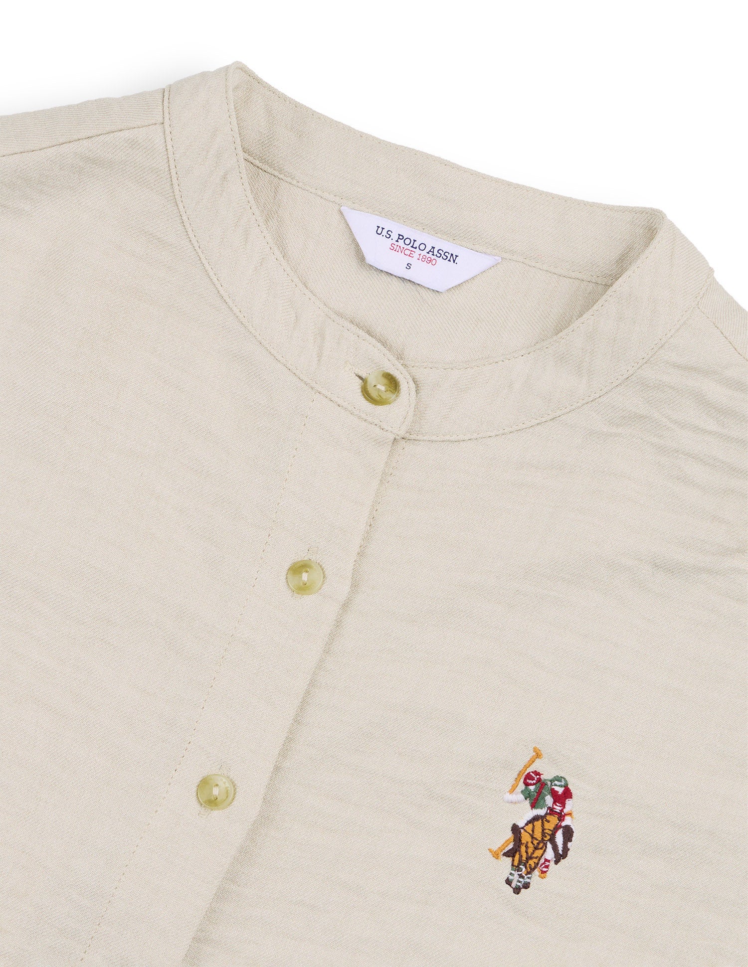 Relaxed Fit Mandarin Shirt Beige - U.S. Polo Assn. India | Large