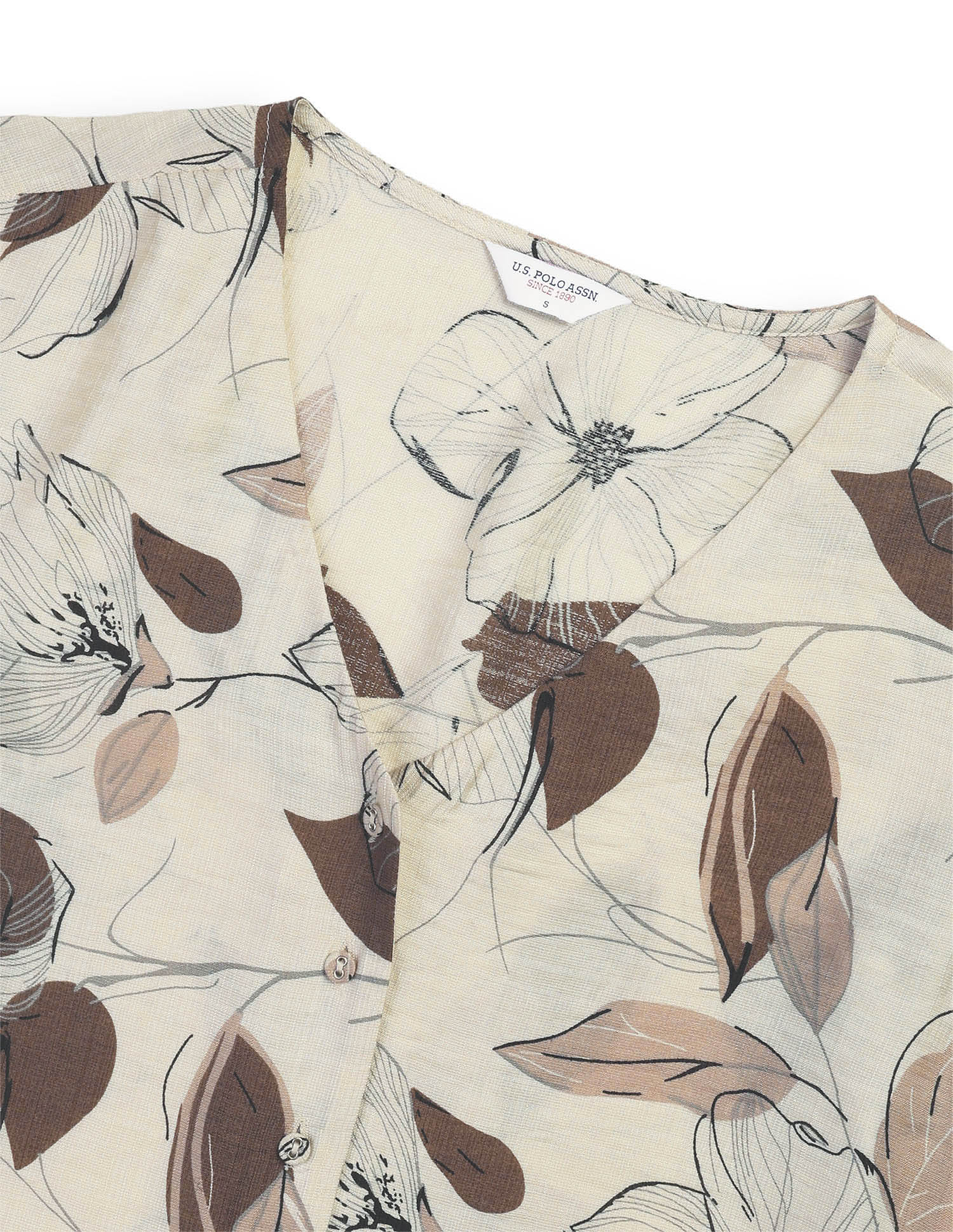 Relaxed Fit Floral Printed Top Beige - U.S. Polo Assn. India | Large