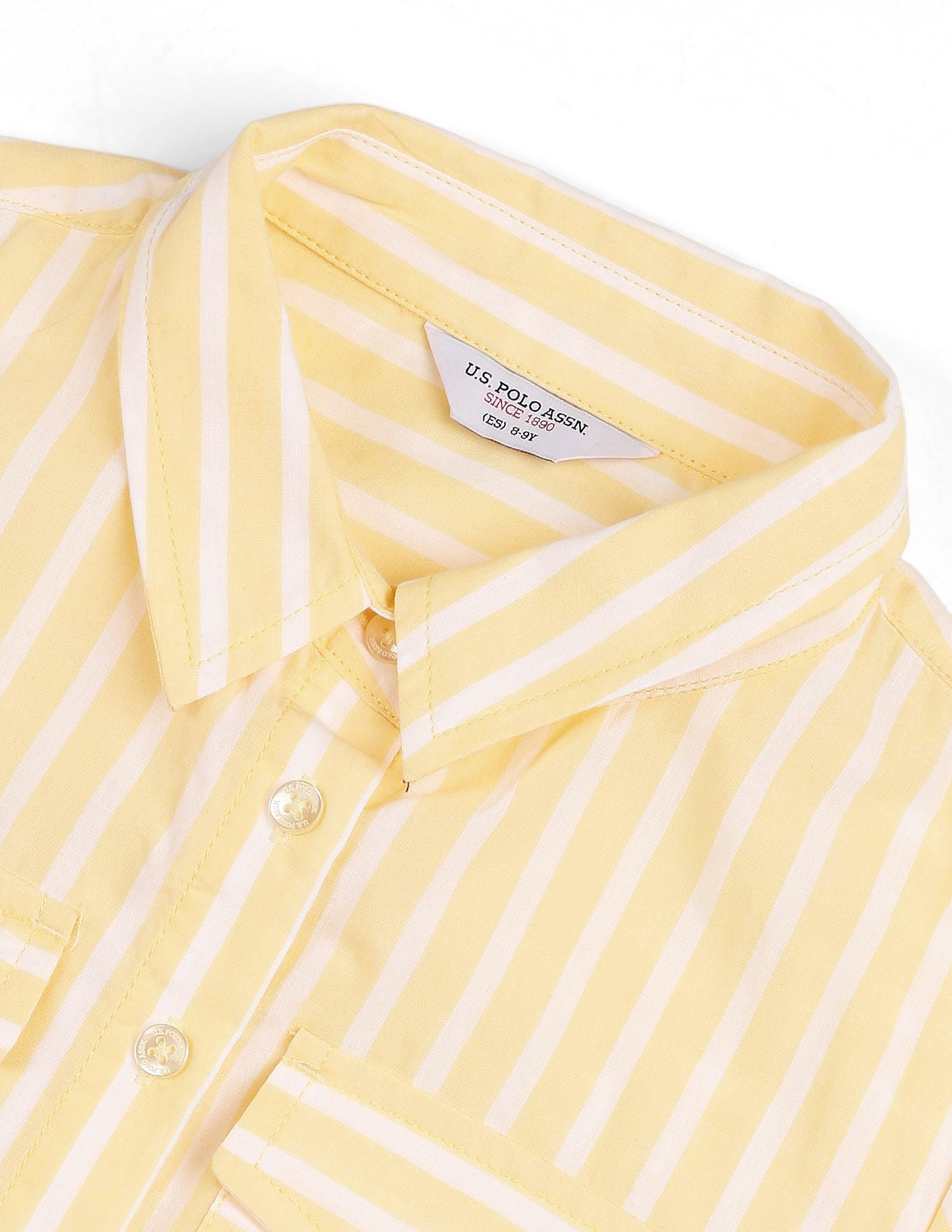 Girls Vertical Striped Shirt Dress Light Yellow - U.S. POLO ASSN. | Large