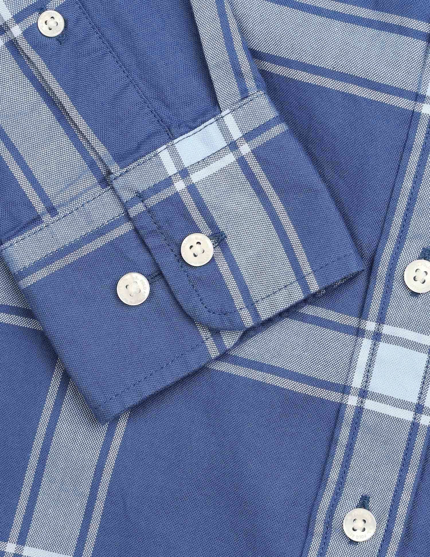 Grid Tattersall Checked Pure Cotton Shirt Blue - U.S. Polo Assn. India | Large