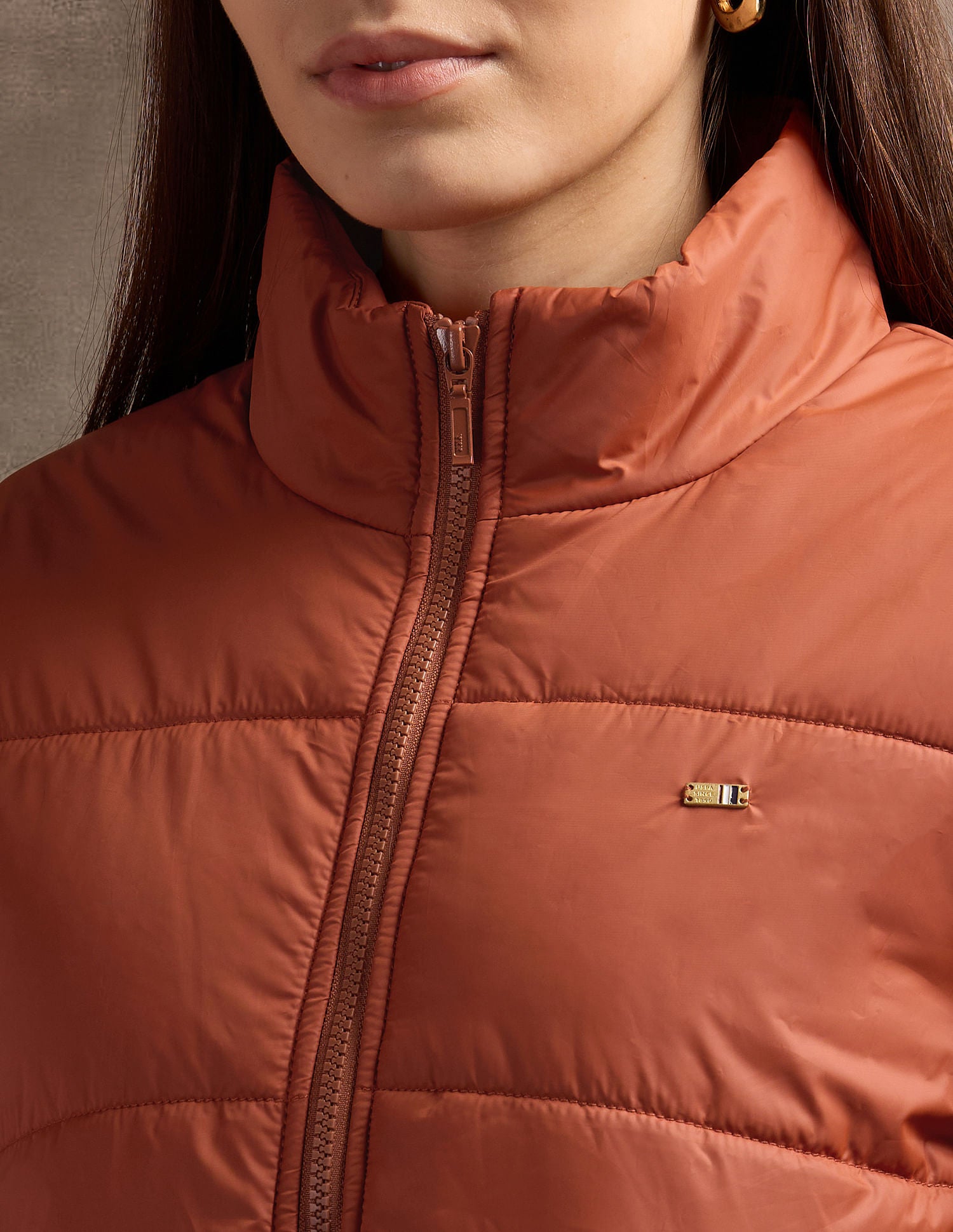 Mock Collar Puffer Jacket Rust - U.S. POLO ASSN. | Large