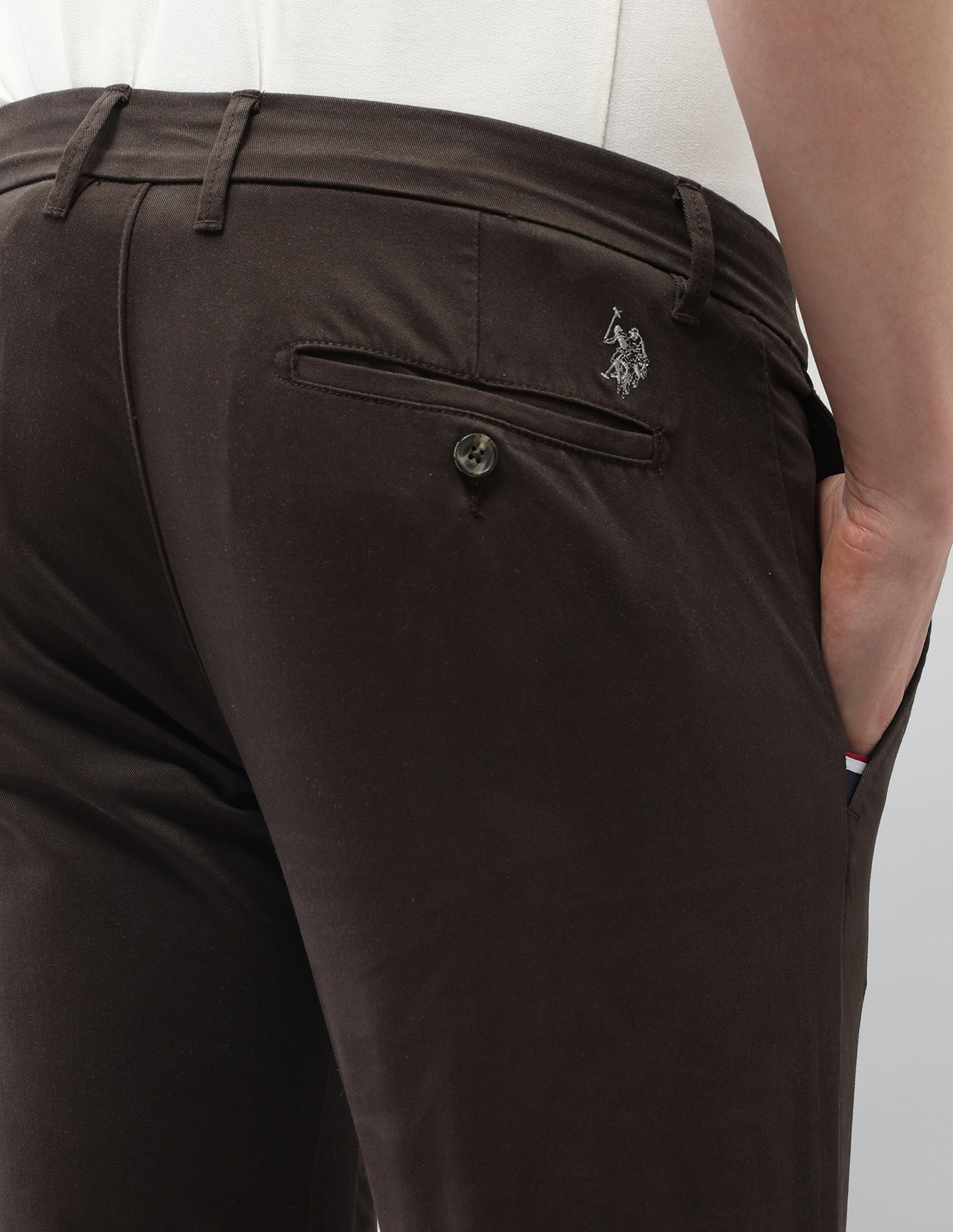 Austin Slim Fit Satin Trousers Dark Brown - U.S. Polo Assn. India | Large