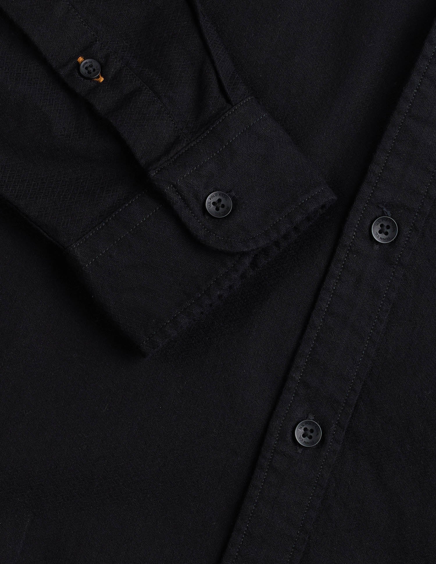 Pure Cotton Regular Fit Dobby Shirt Black - U.S. Polo Assn. India | Large