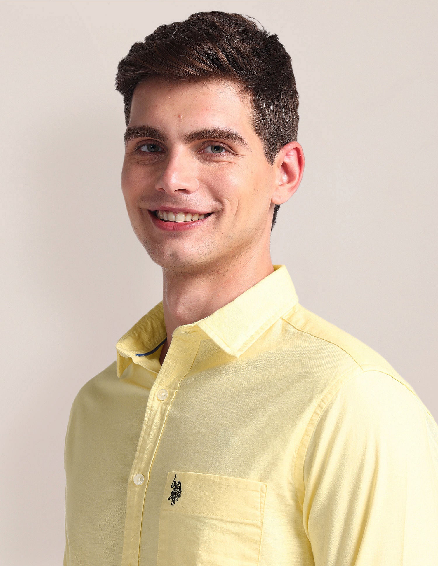 Solid Dobby Shirt Yellow - U.S. Polo Assn. India | Large