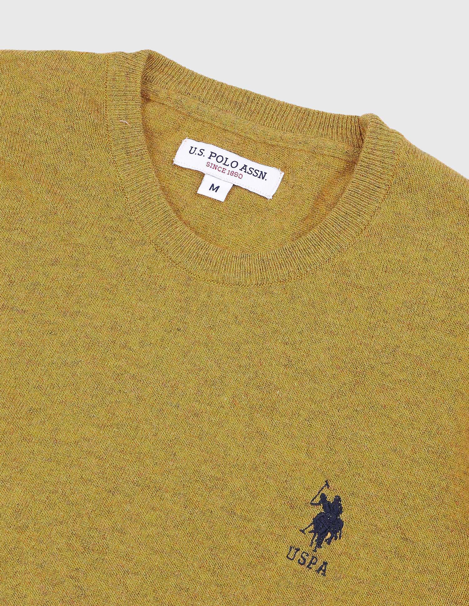 Heathered Regular Fit Sweater Mustard - U.S. Polo Assn. India | Large