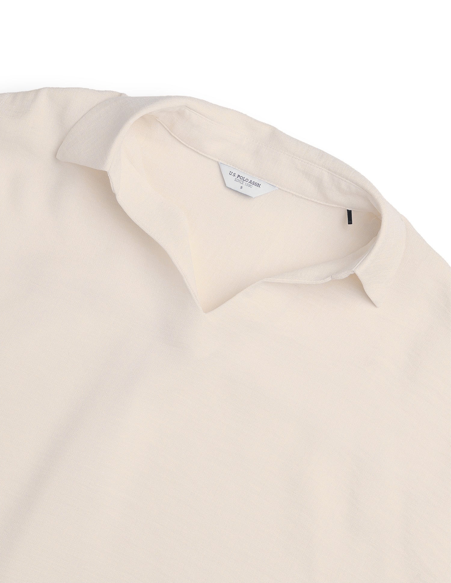 Solid Boxy Fit Shirt Beige - U.S. Polo Assn. India | Large