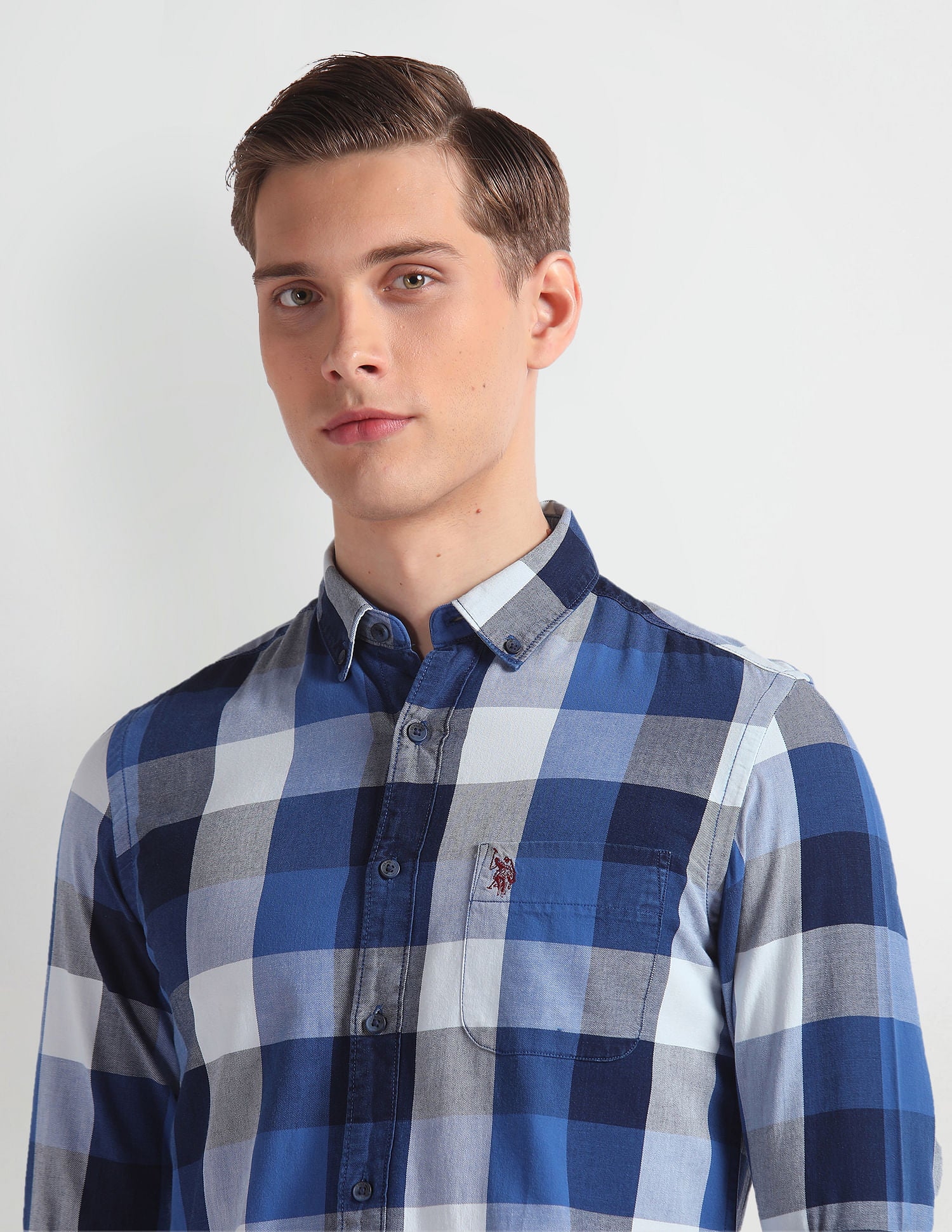Cotton Slim Fit Shirt Blue - U.S. Polo Assn. India | Large