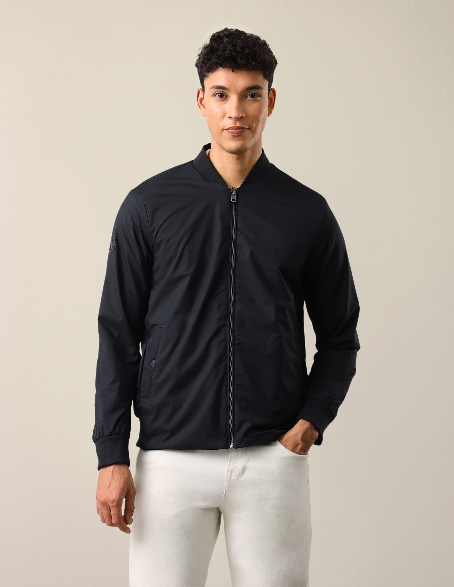 Vertical Striped Regular Fit Bomber Jacket Navy - U.S. Polo Assn. India | Large