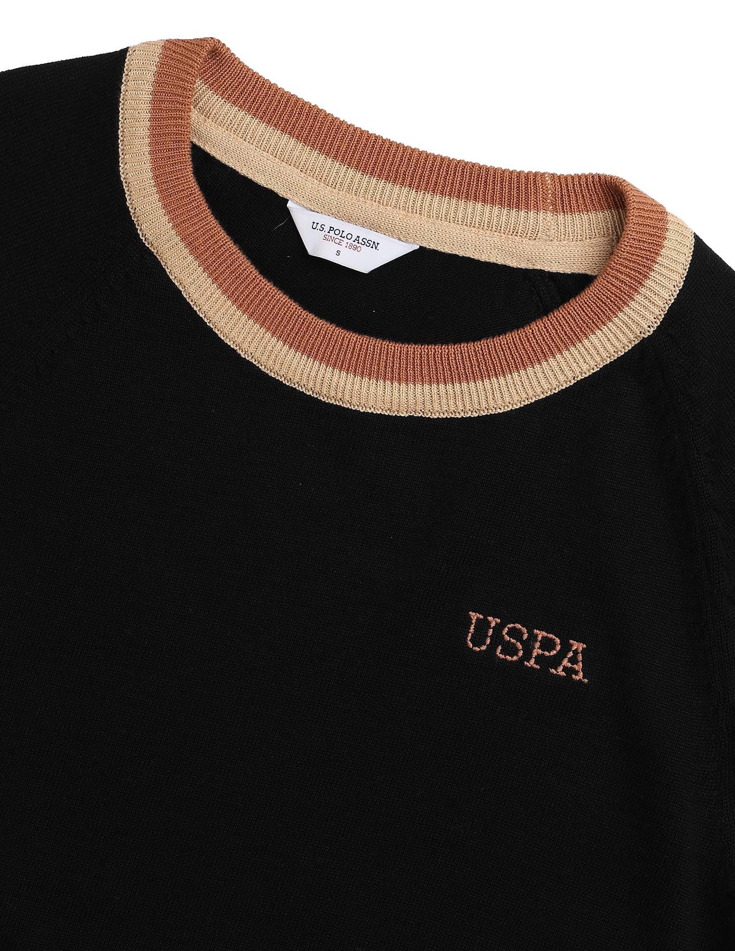 Raglan Fit Solid Sweater Black - U.S. POLO ASSN. | Large