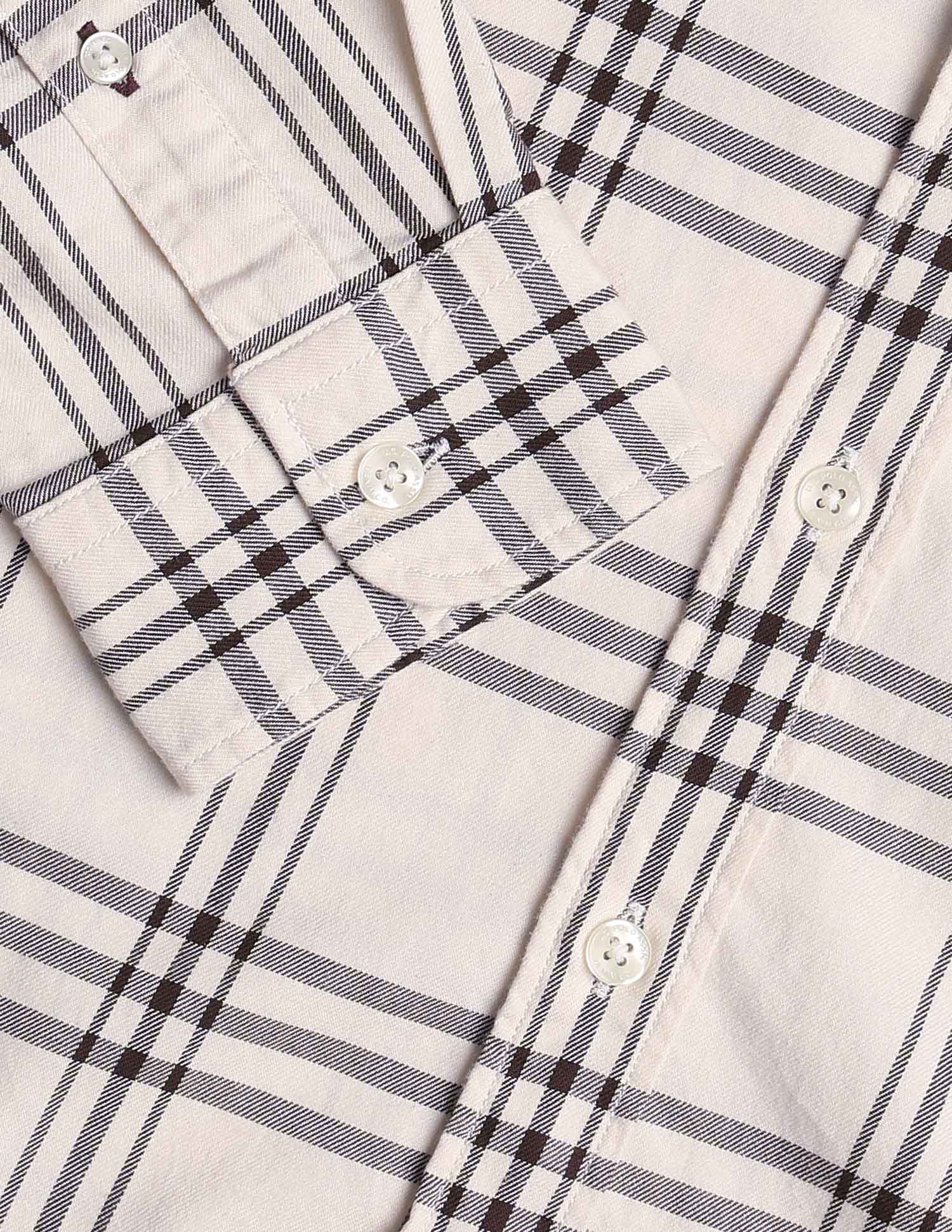 Grid Tattersall Checked Pure Cotton Shirt Ivory - U.S. POLO ASSN. | Large