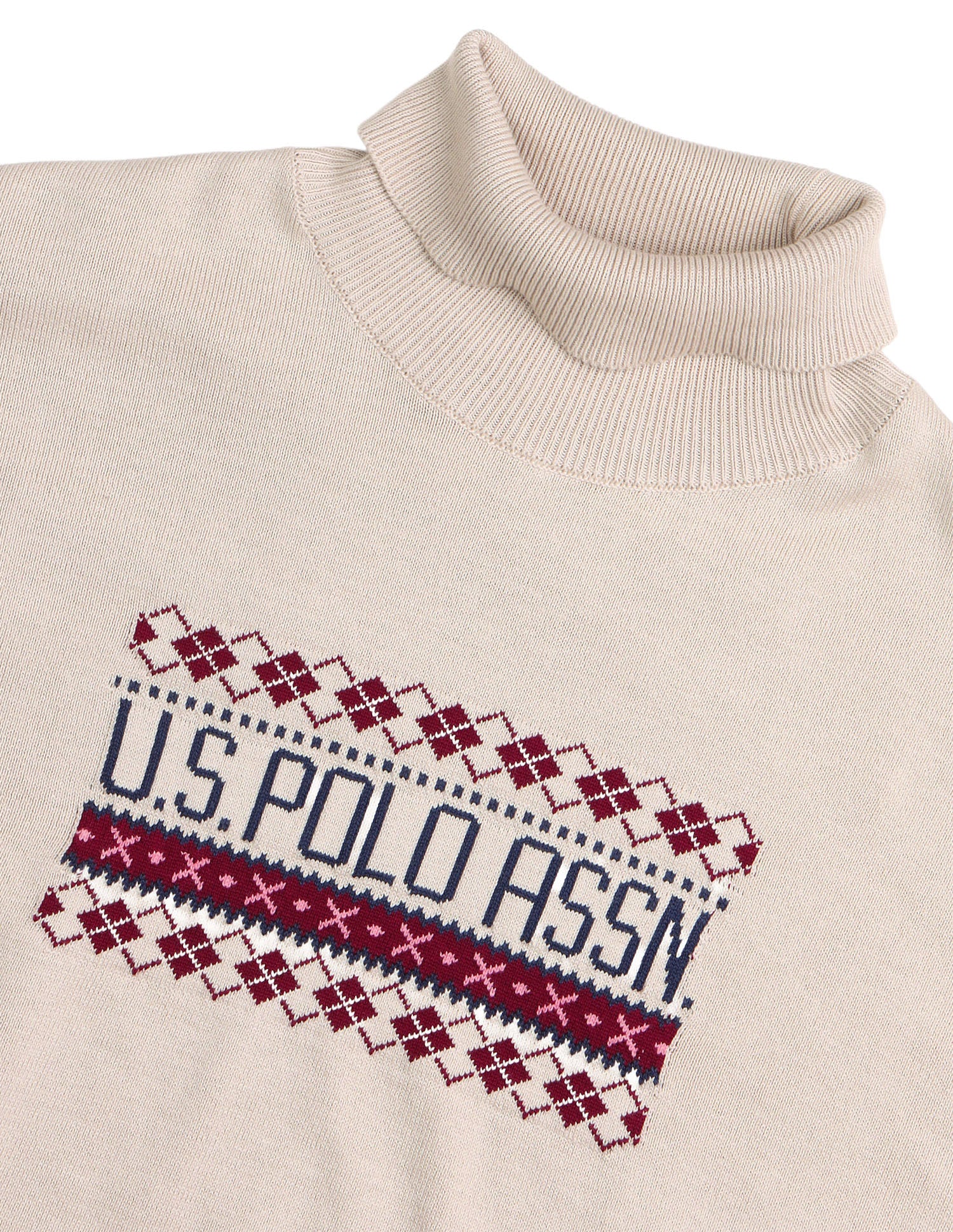 Brand Patterned Knit Regular Fit Sweater Off White - U.S. Polo Assn. India | Large