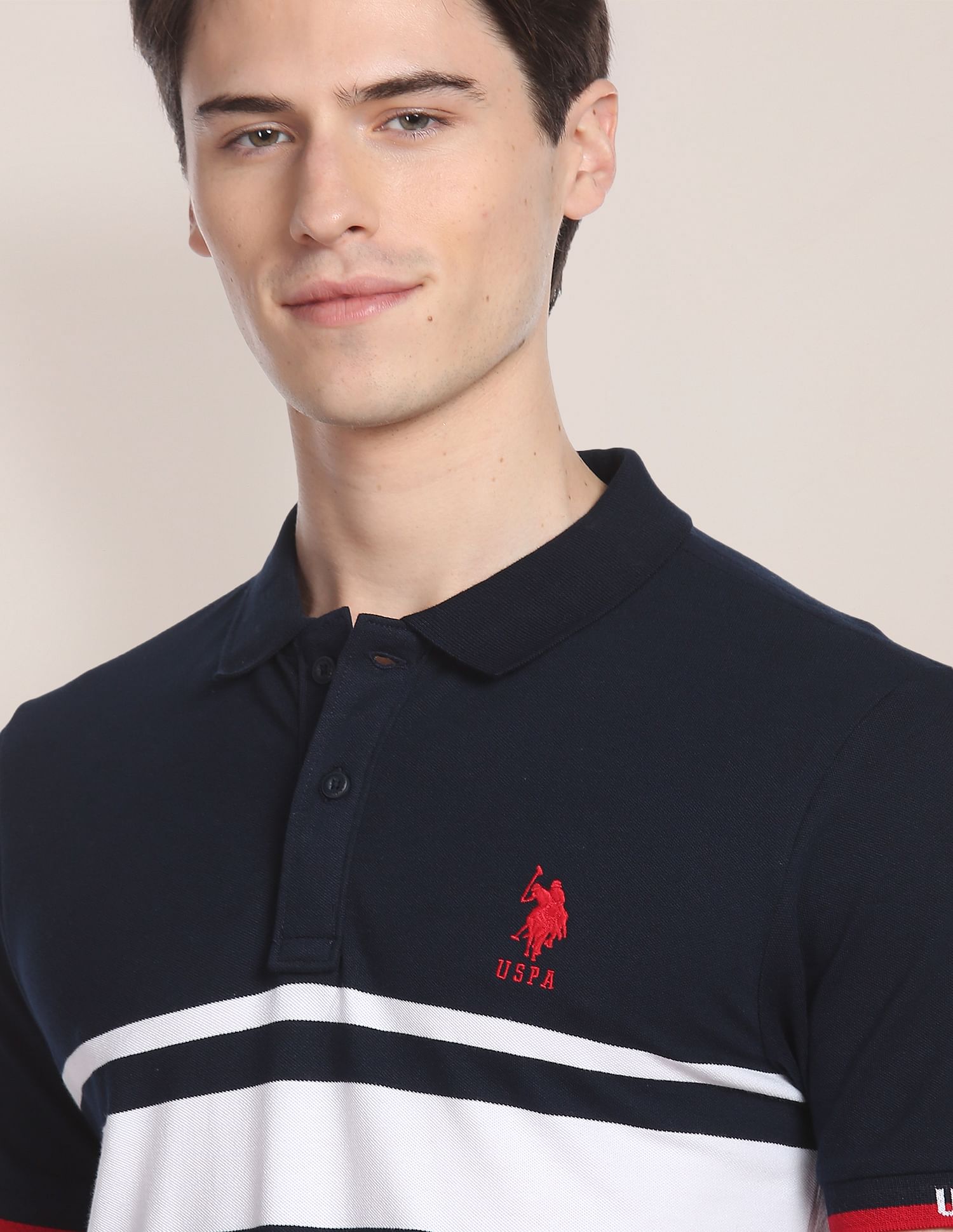 Engineered Stripe Stretch Polo Shirt Navy - U.S. POLO ASSN. | Large