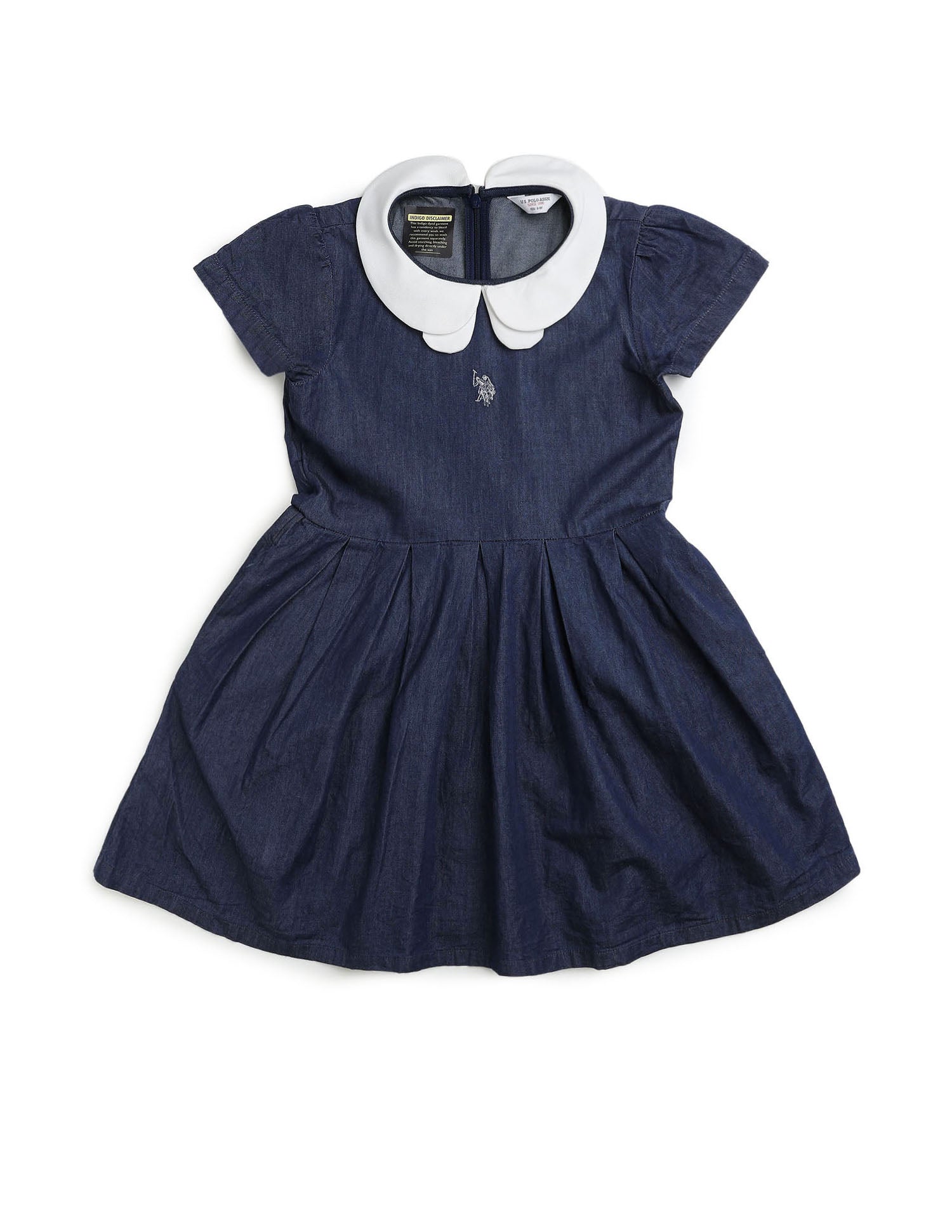Girls Solid A-Line Dress Indigo - U.S. POLO ASSN. | Large