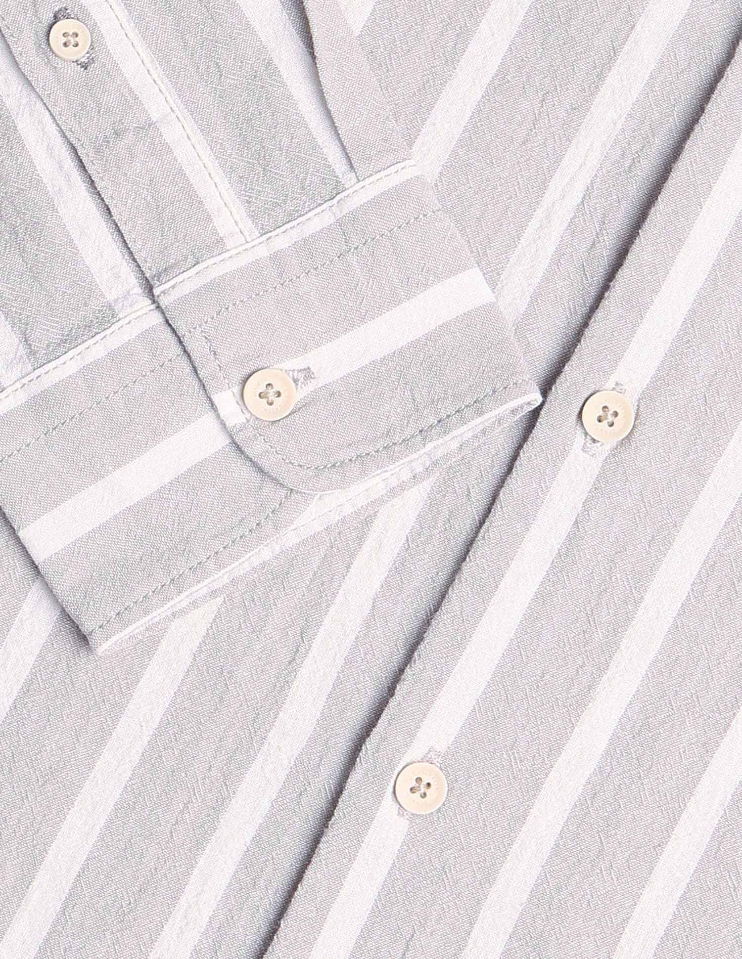 Pure Cotton Poplin Mandarin Shirt Grey - U.S. Polo Assn. India | Large