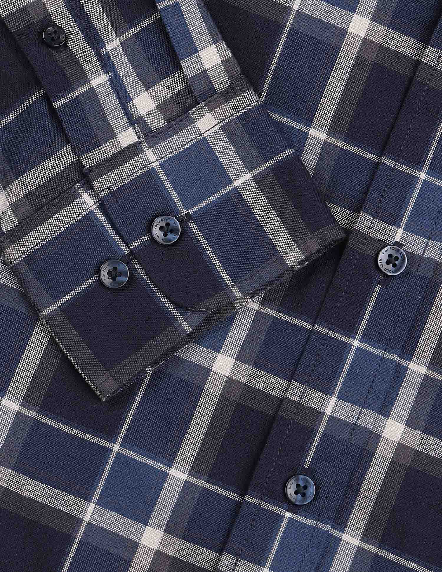 Tartan Checked Pure Cotton Shirt Navy - U.S. Polo Assn. India | Large