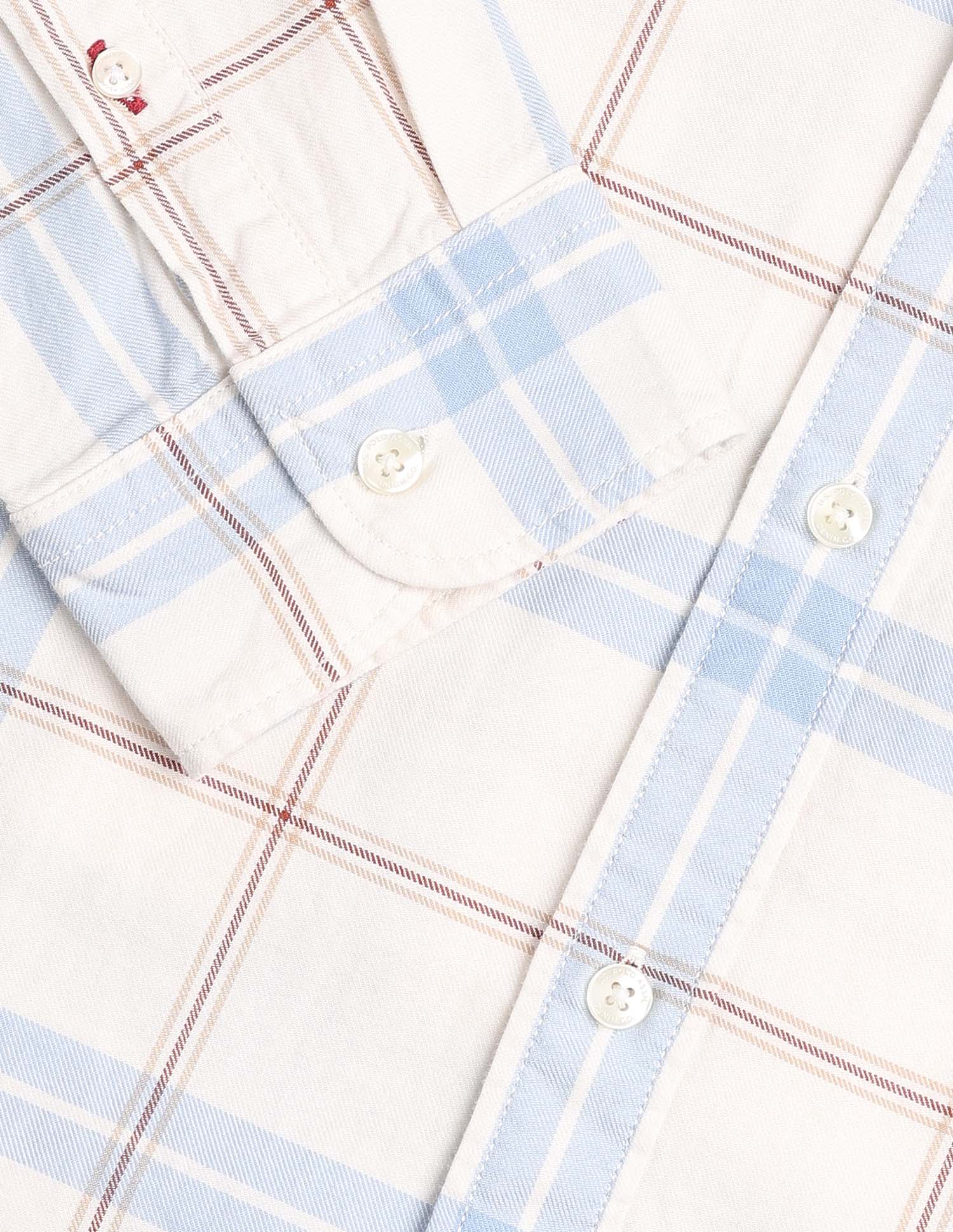 Tartan Checked Pure Cotton Shirt Ivory - U.S. Polo Assn. India | Large