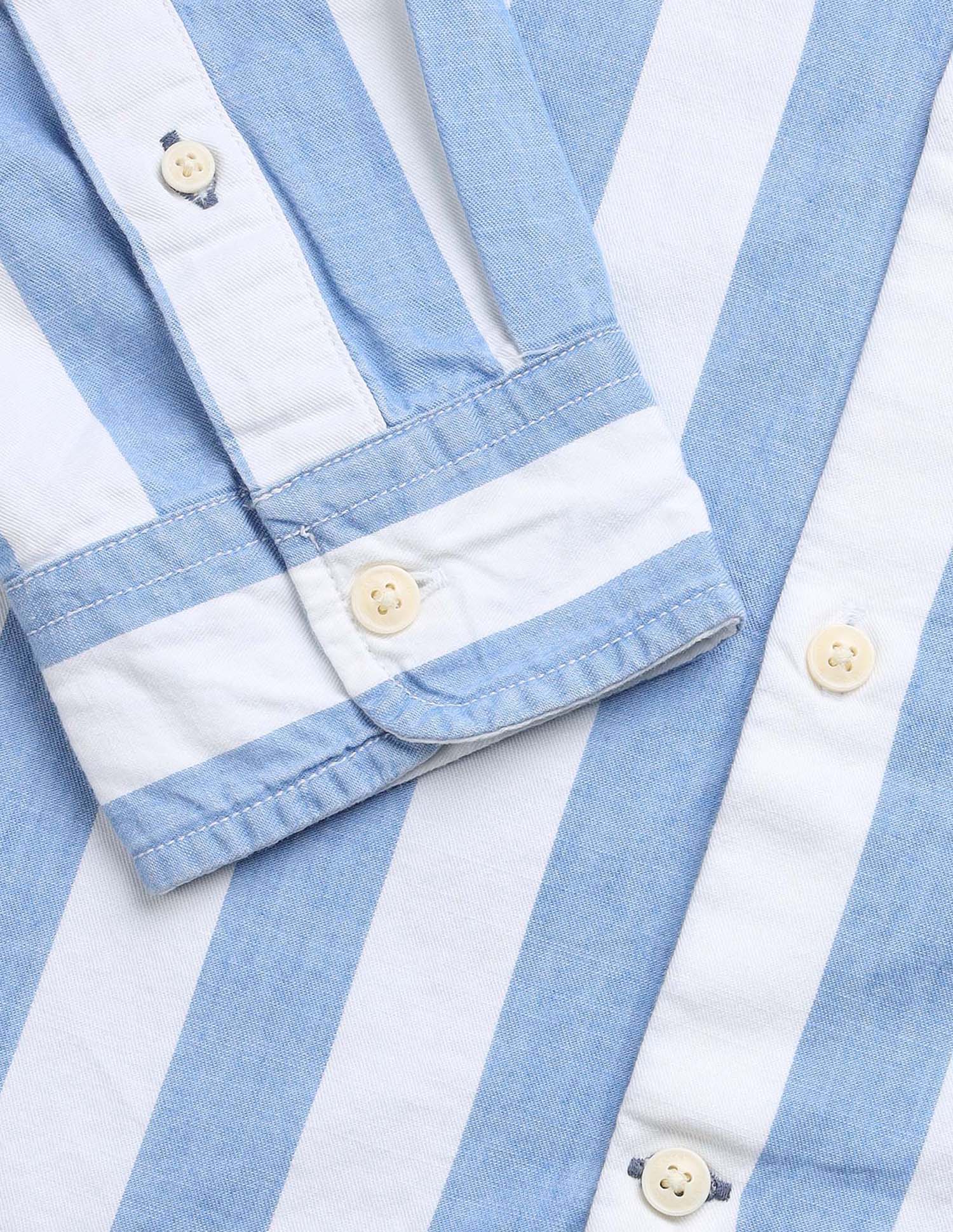 Vertical Striped Regular Fit Shirt Light Indigo - U.S. Polo Assn. India | Large