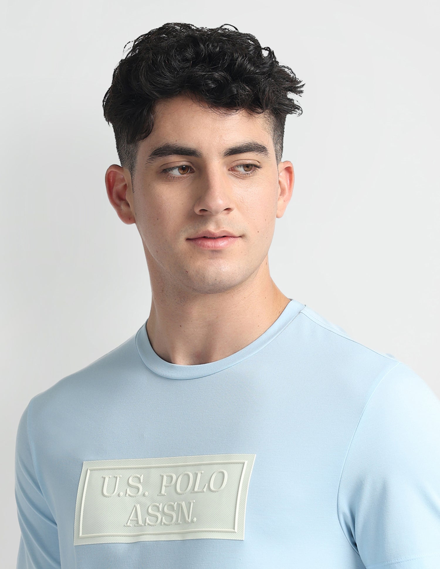 Brand Print Muscle Fit T-Shirt Blue - U.S. Polo Assn. India | Large