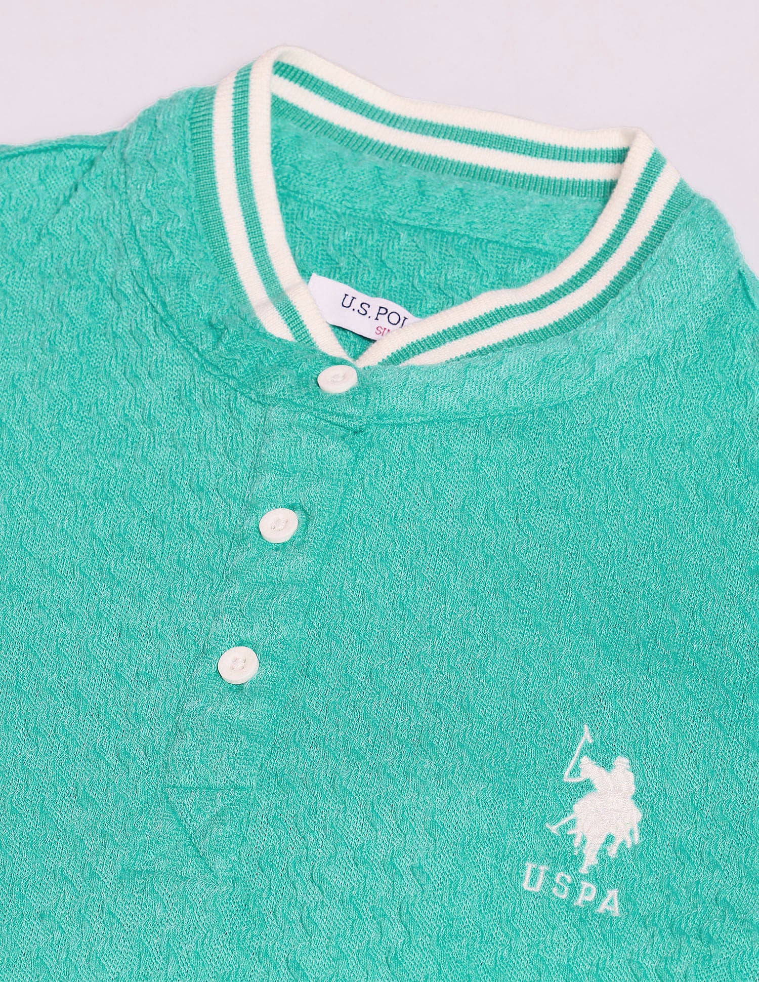Geometric Patterened Knit T-shirt Green - U.S. POLO ASSN. | Large