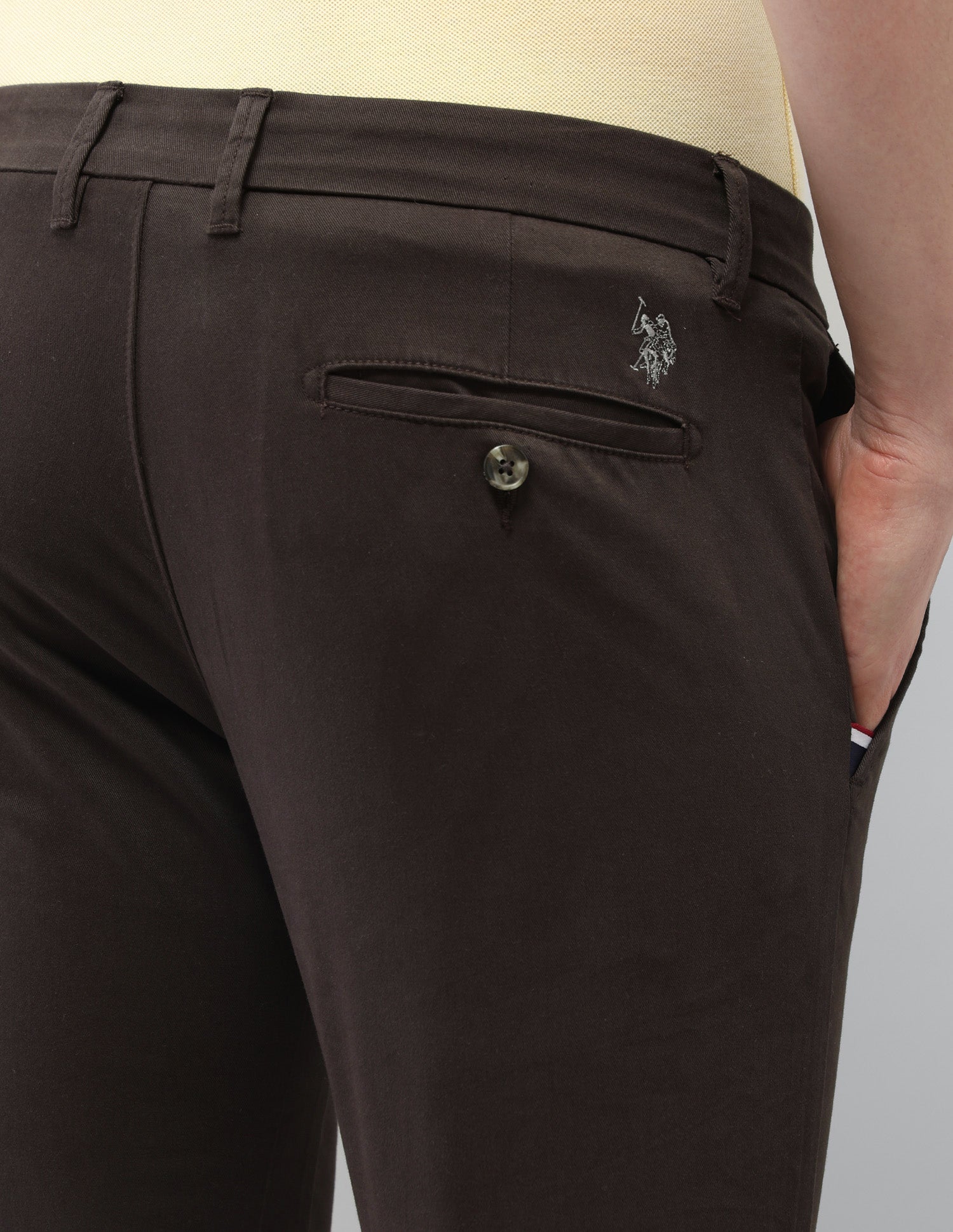 Denver Slim Fit Satin Trousers Dark Brown - U.S. Polo Assn. India | Large