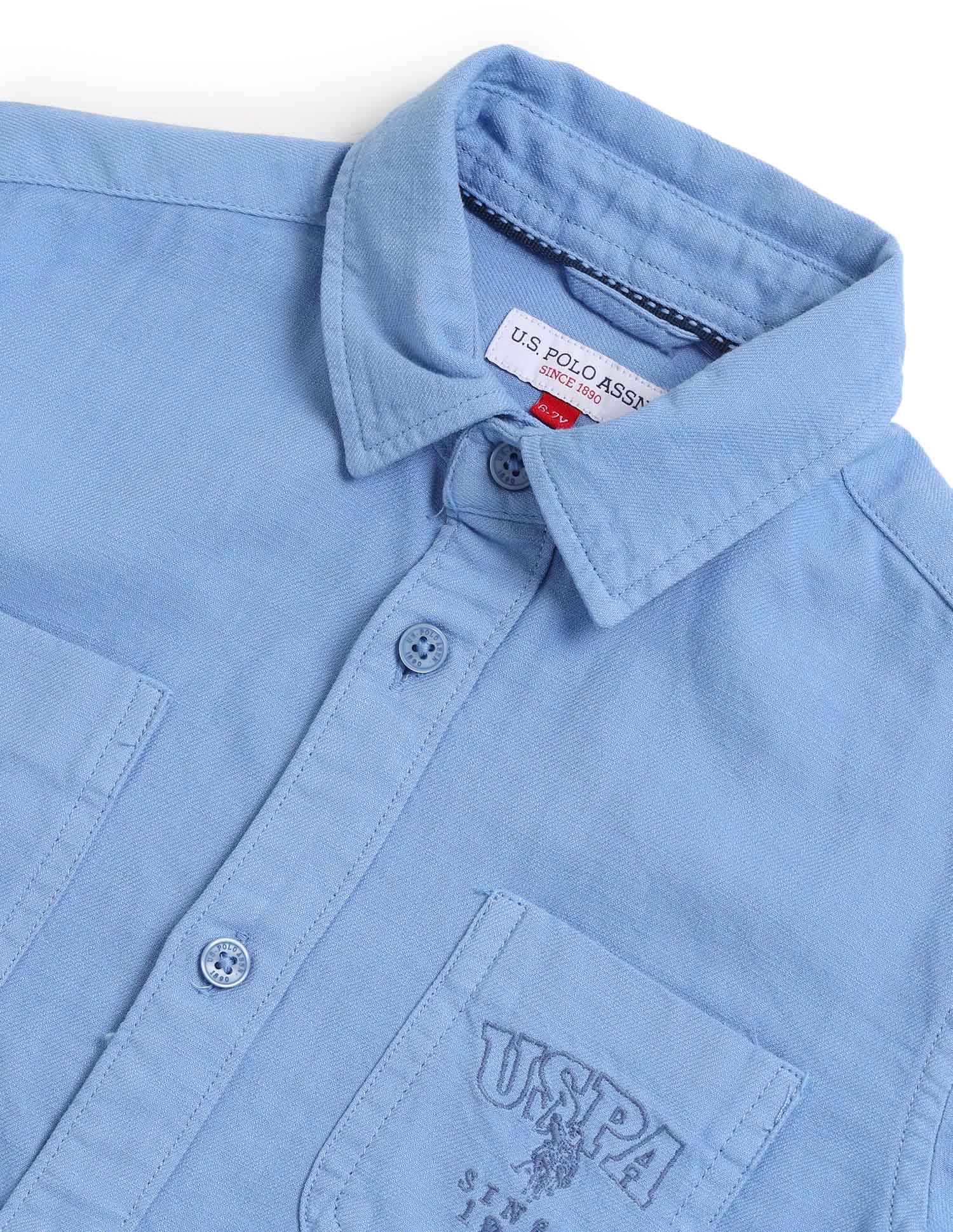 Boys Regular Fit Twill Shirt Blue - U.S. POLO ASSN. | Large