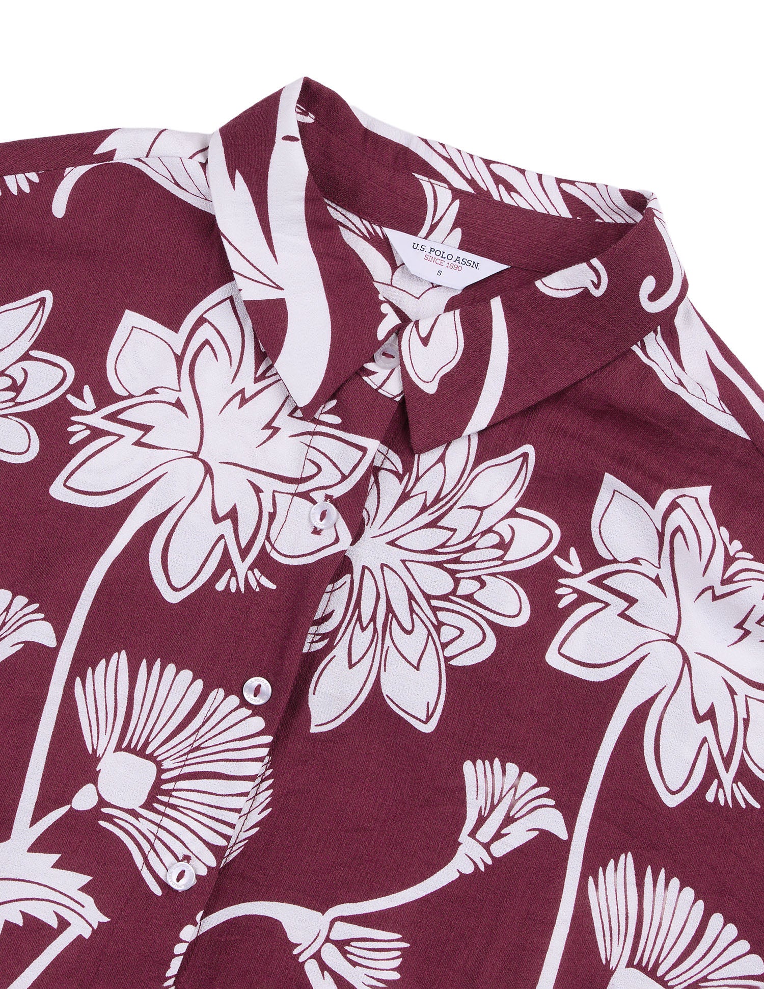 Floral Printed Boyfriend Fit Shirt Red - U.S. Polo Assn. India | Large