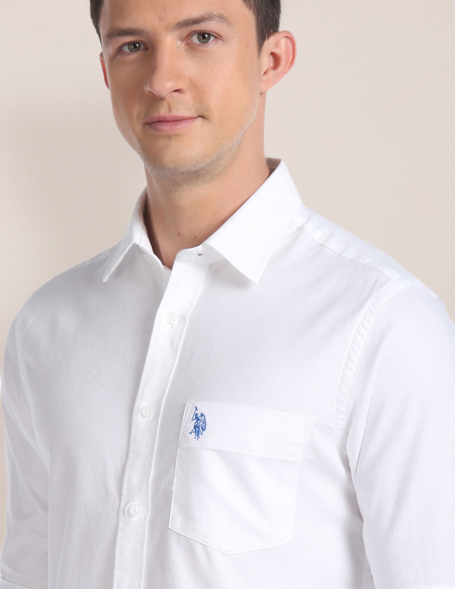Solid Dobby Casual Shirt White - U.S. Polo Assn. India | Large