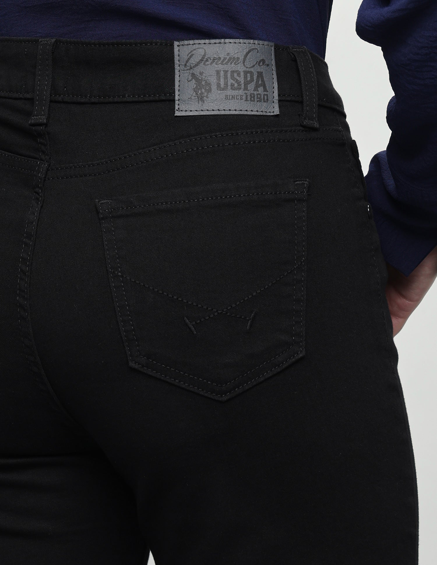 High Rise Straight Fit Jeans Jet Black - U.S. Polo Assn. India | Large