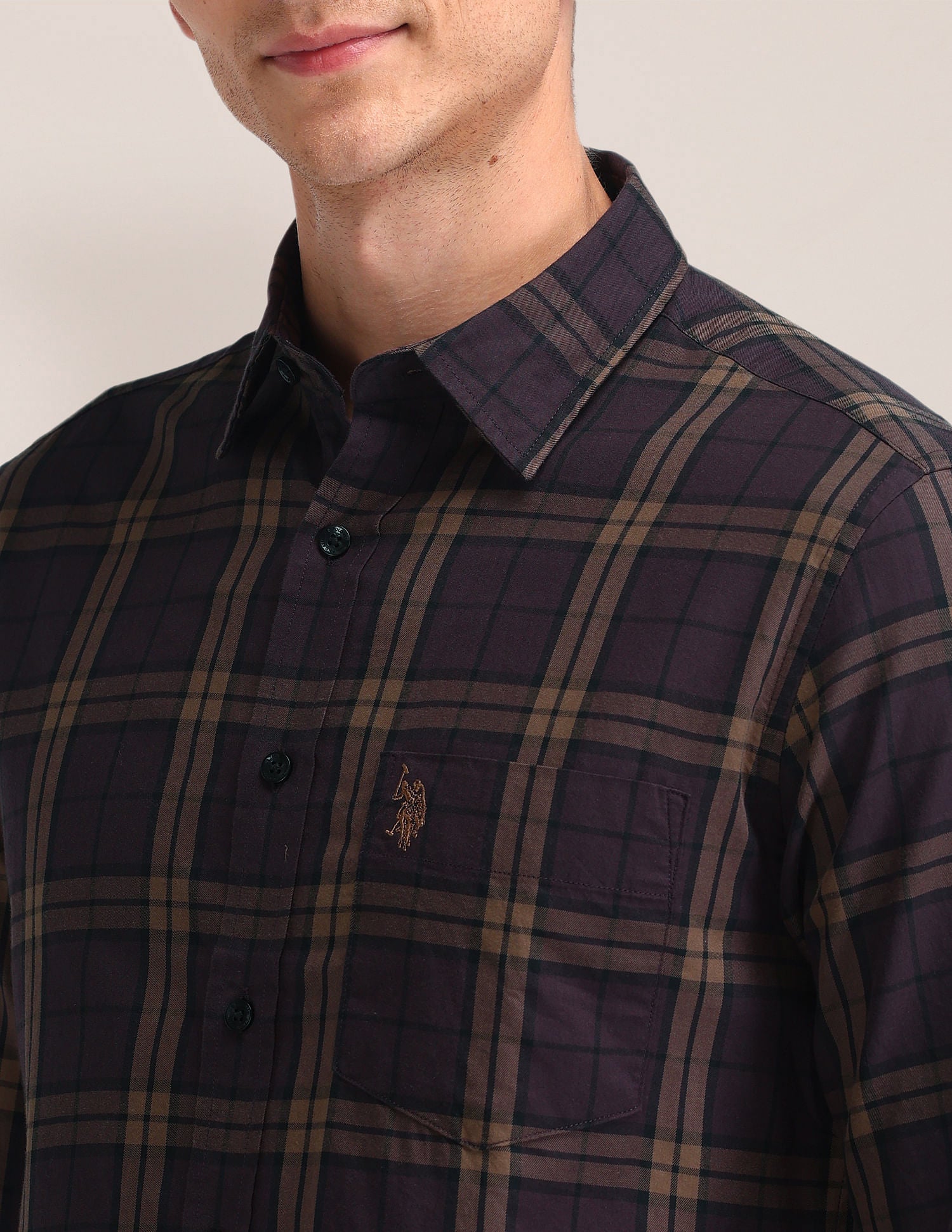 Tartan Check Tailored Fit Shirt Wine - U.S. Polo Assn. India | Large