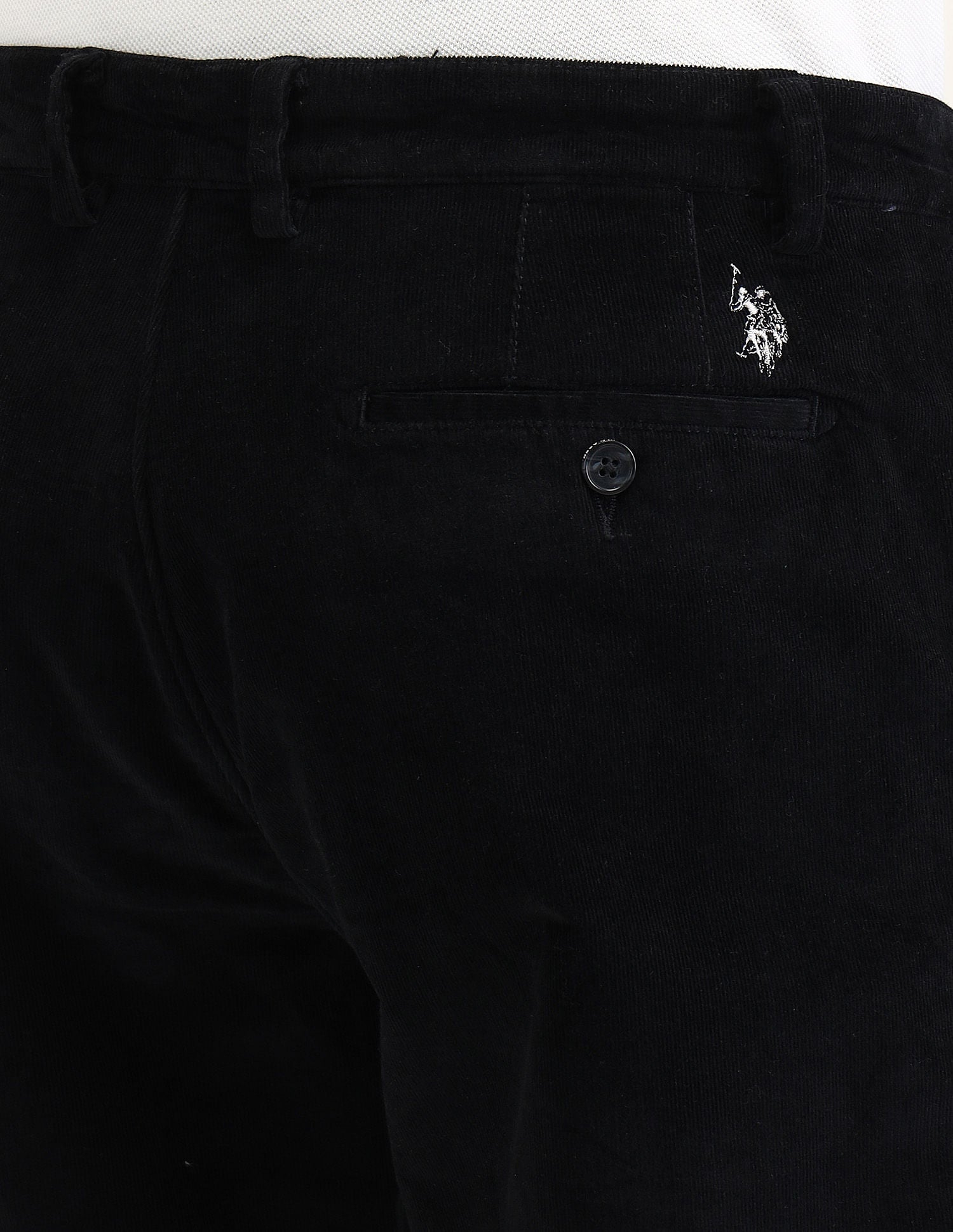 Riley Straight Fit Corduroy Trousers Black - U.S. Polo Assn. India | Large