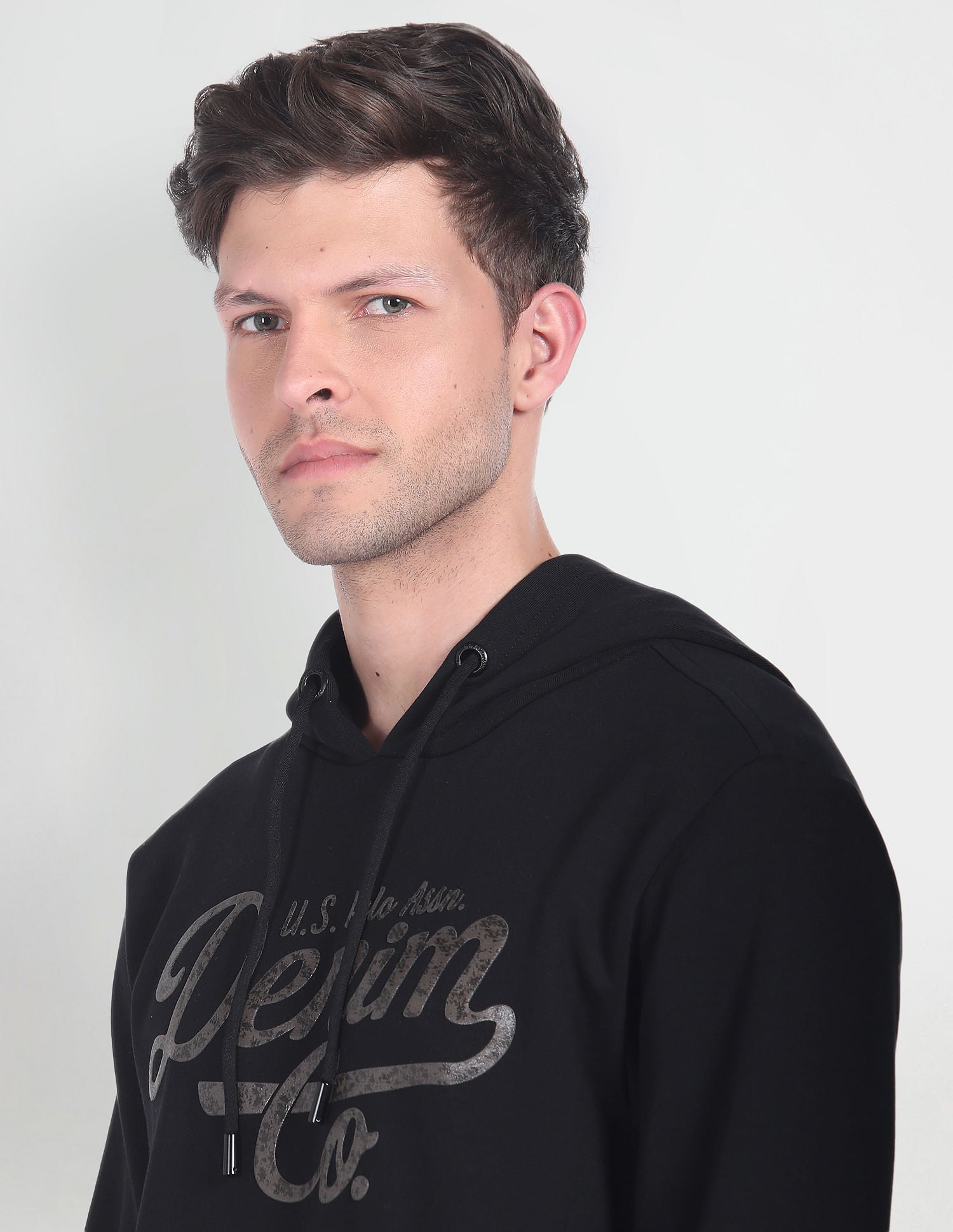 Brand Print Hooded Sweatshirt Black - U.S. POLO ASSN. | Large